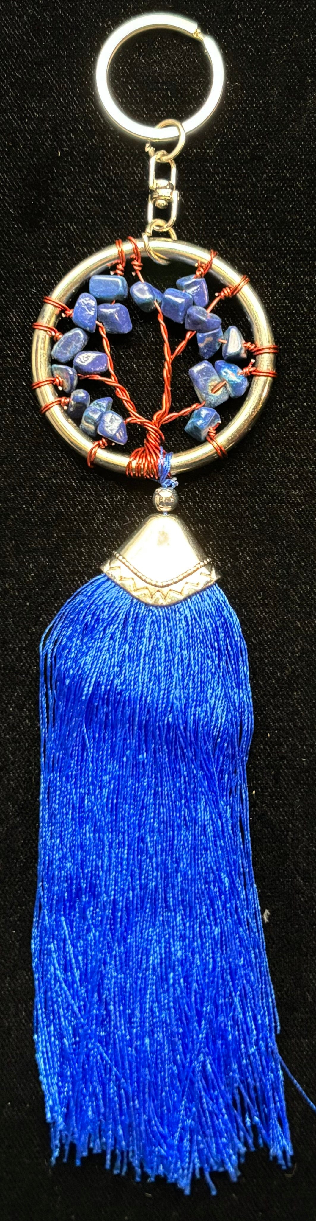 Dark Blue Tree of Life Keychain - Large Size Spiritual Gift for Men & Women - Perfect for Car Keys, House Keys, and Backpack Accessories