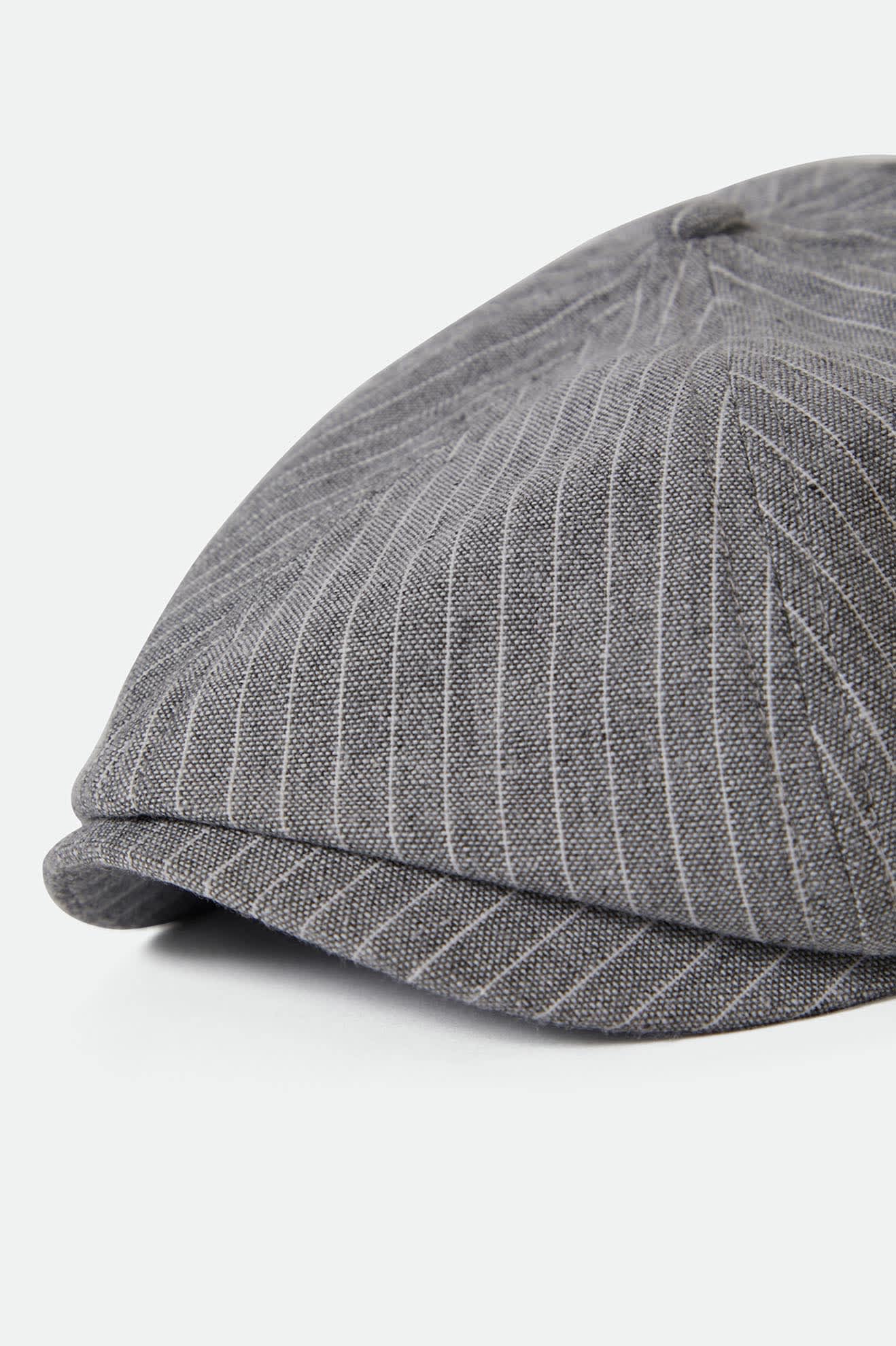 Stylish Brood Lightweight Newsboy Cap in Light Grey/White Stripe Chambray - Perfect for Casual Outfits, Vintage Looks & Outdoor Activities