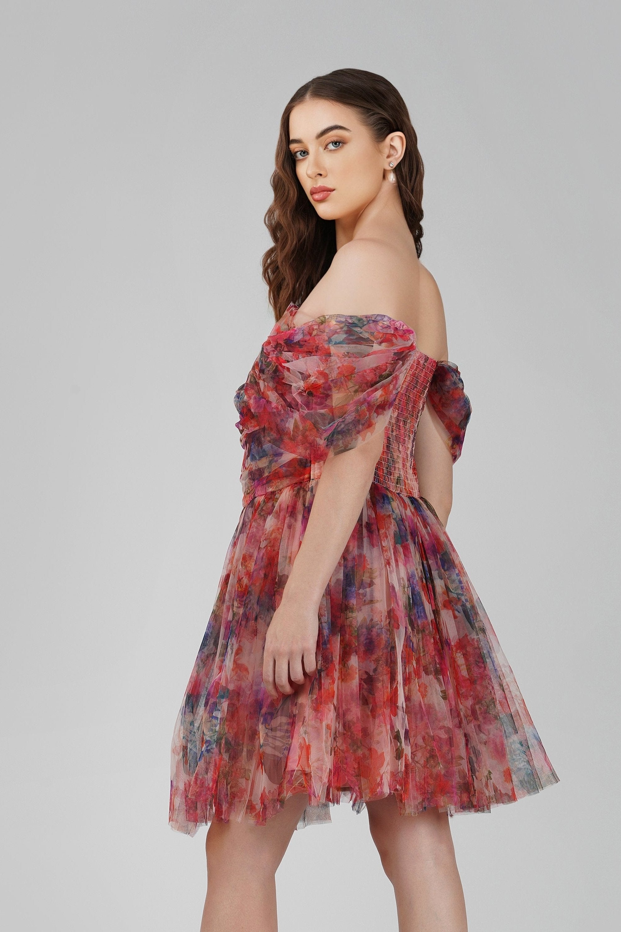 Elegant Sydney Mixed Floral Tulle Mini Dress - Women's Summer Party Cocktail Dress for Weddings, Dates & Special Occasions