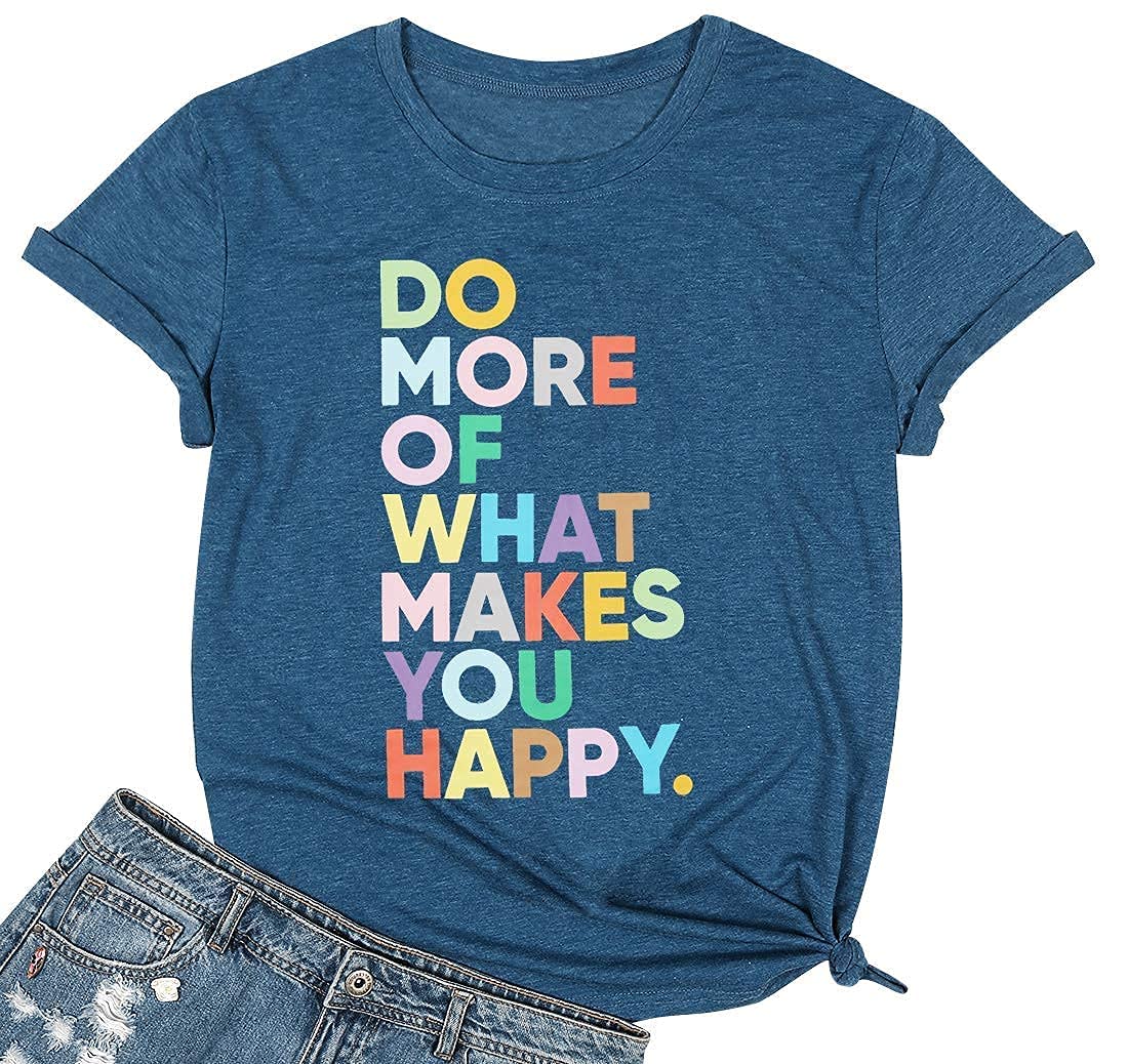 Women's Inspirational Graphic Tee - Positive Message Teacher T-Shirt with Fun Letter Print | Cute & Happy Casual Top for Work, School & Everyday Wear