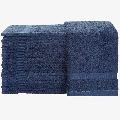 Premium 100% Cotton Luxury Hand Towels (12-Pack, 16x27 Inches, Navy Blue) - Soft & Absorbent Bath & Kitchen Towels for Spa, Guest Bathroom & Upscale Hotels