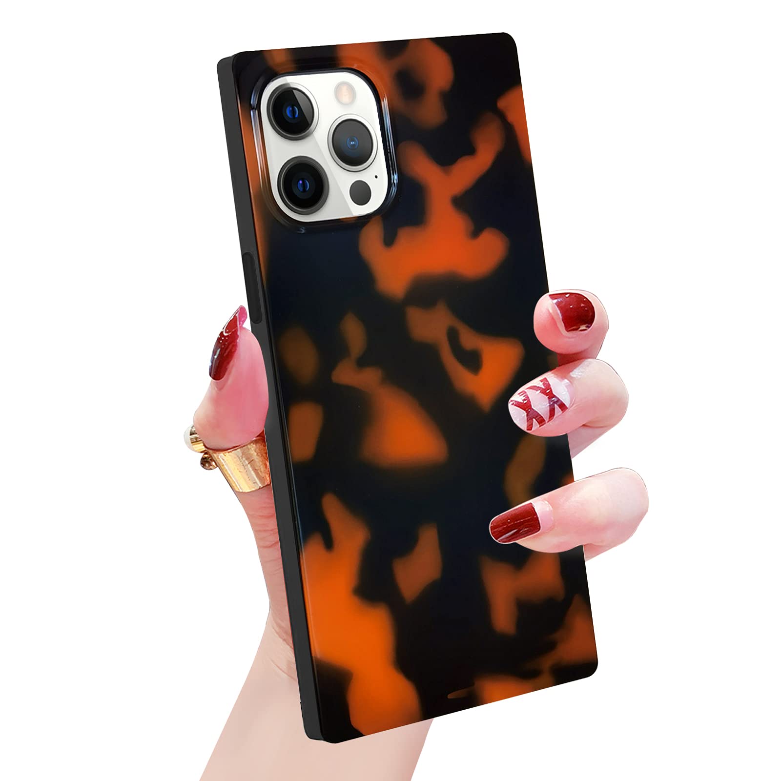 Omorro Square Edge iPhone 12 Pro Case for Women - Bling Glossy Leopard Print & Tortoise Shell Pattern Luxury Protective Cover | Flexible Soft TPU | Fashionable Girly Phone Case for Daily Use & Special Occasions