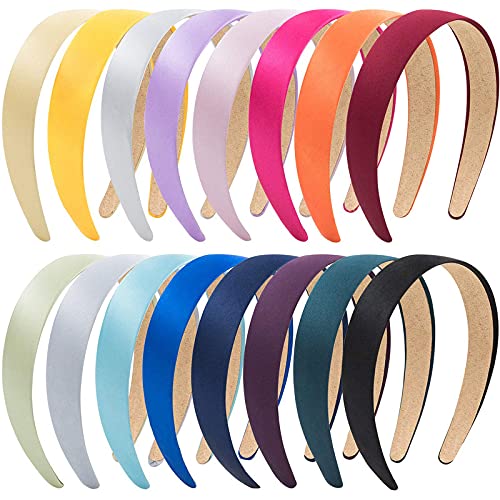 FAMEZA 6-Piece Satin Headbands for Women - 1.2 Inch Wide Anti-Slip Hair Bands with Matte Finish (6 Colors + Free Pouch Bag) - Perfect for Workouts, Yoga, and Everyday Styling