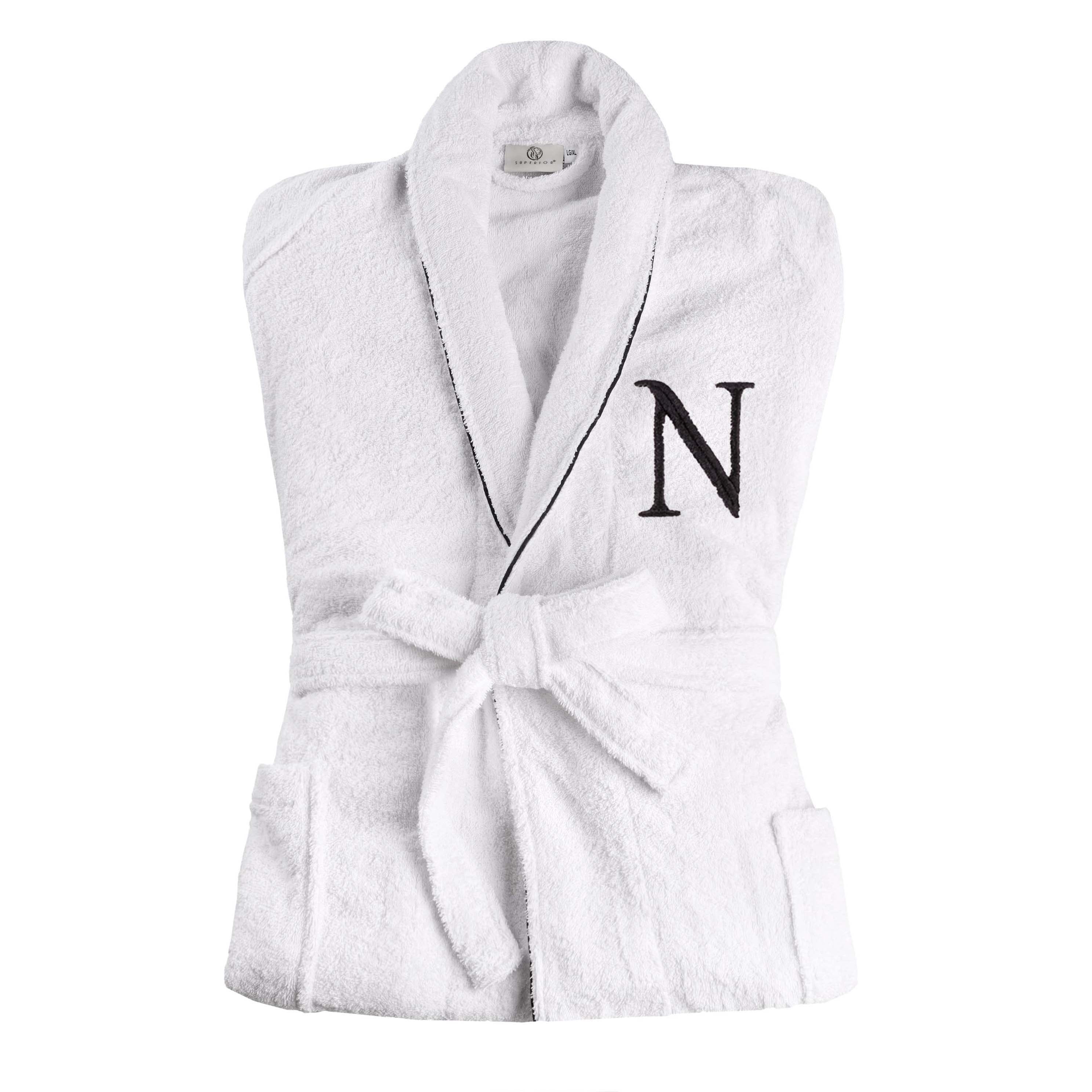 Premium Cotton Unisex Bathrobe for Adults - Soft, Fluffy & Highly Absorbent - White Embroidered Spa Robe for Relaxation, Hotels & Home Comfort