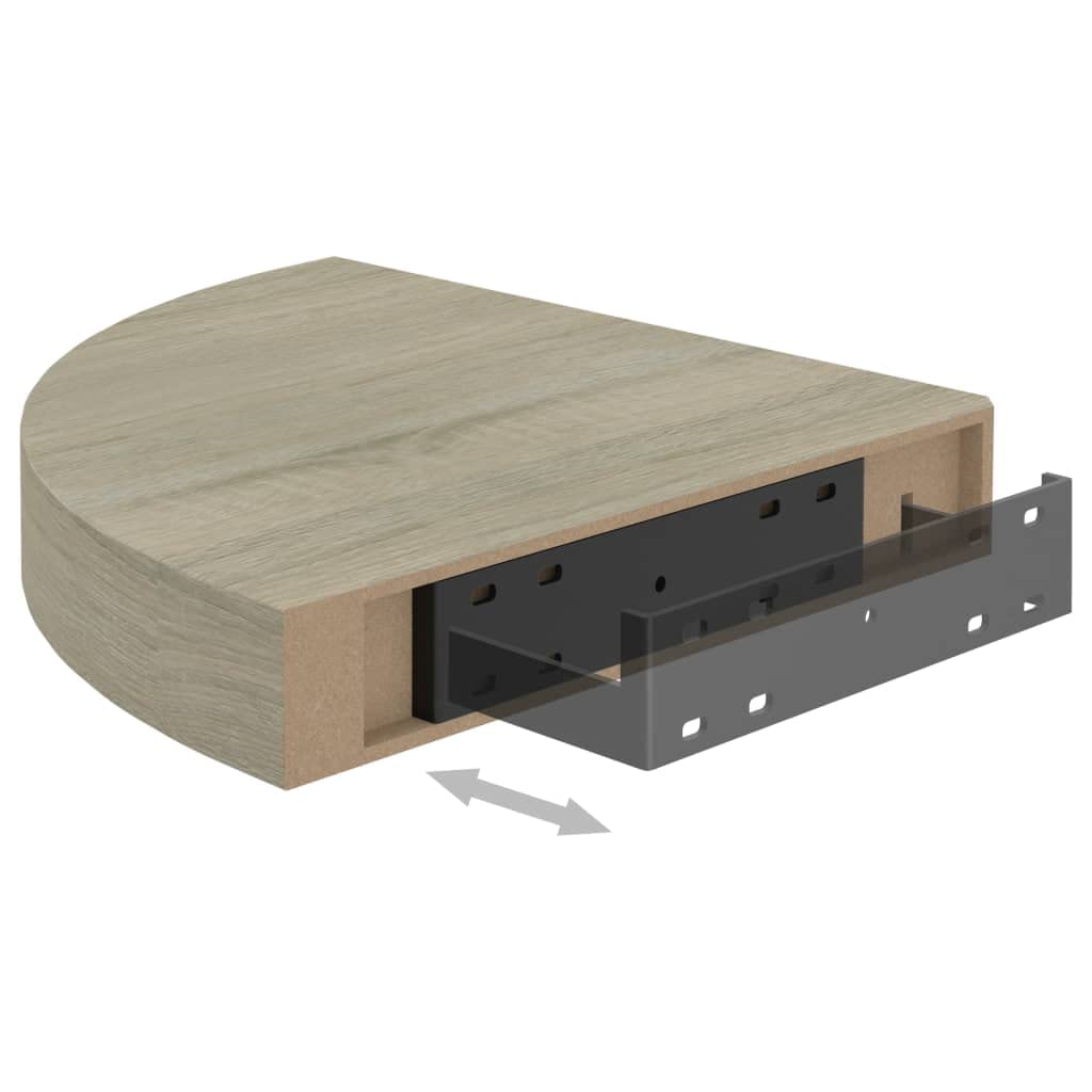 Modern Floating Corner Shelves Set of 4 - 9.8x9.8x1.5 Inch Oak MDF Wall Mounted Storage - Perfect for Living Room, Bedroom, Bathroom & Porch Decor - Space Saving Bookshelf & Display Shelf for Home Organization