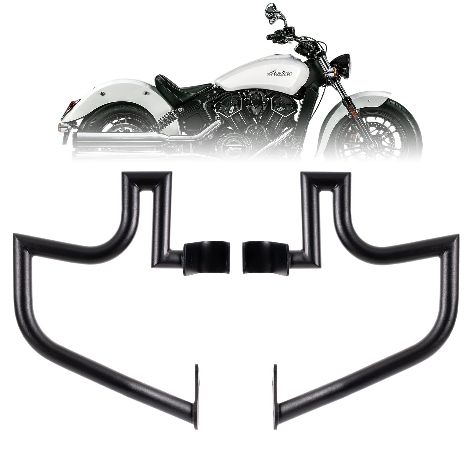 Black Crash Bar Engine Guard for Indian Scout 2015-2023, Scout Bobber ABS 2018-2023 & Scout Sixty 2016-2023 | Heavy-Duty Highway Protection | Perfect for Commuting, Touring & Adventure Riding