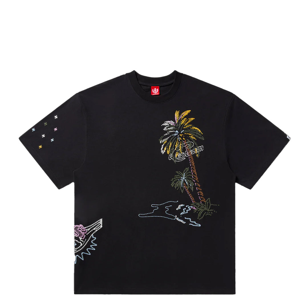 THE PALMS Short Sleeve Knit Stretch Limo T-Shirt - Comfortable Casual Top for Women - Perfect for Beach, Vacation and Summer Outfits
