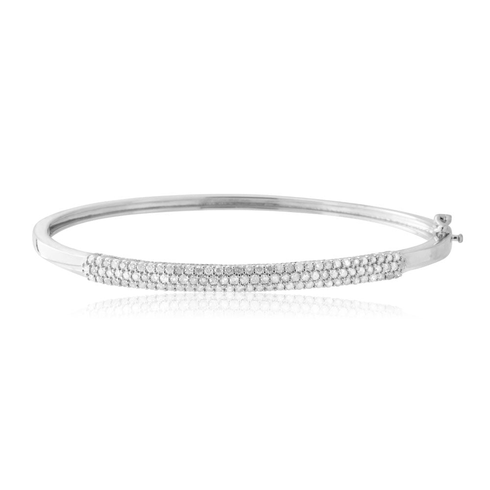 1 Carat Diamond Hinge Bangle Bracelet - 60mm Sterling Silver Jewelry for Women - Perfect for Weddings, Anniversaries & Special Occasions