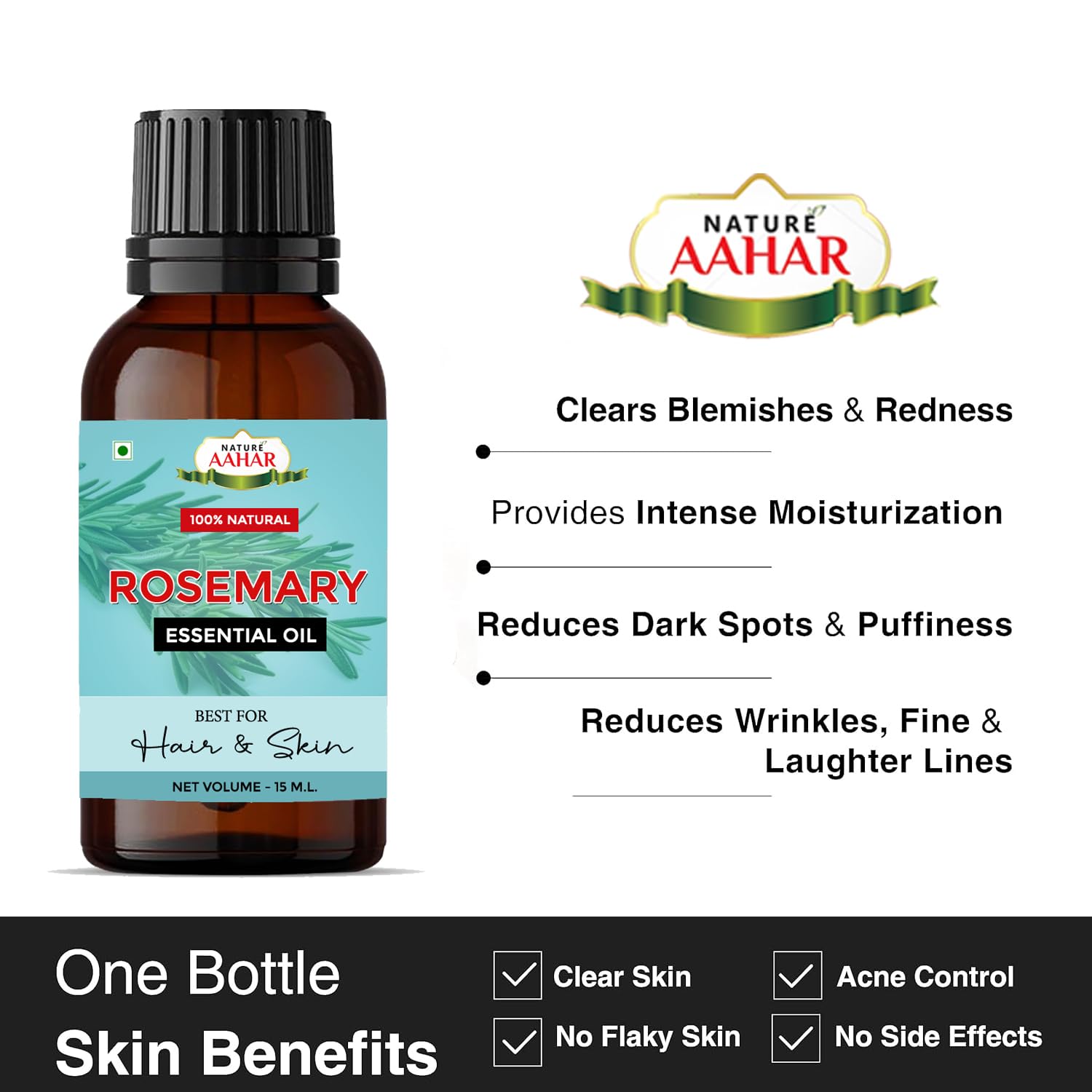 Pure Rosemary Essential Oil & Dried Rosemary Leaves Combo (15ml Oil + 100g Leaves) for Hair Growth, Skin Care & Aromatherapy | Natural Face Serum, Scalp Treatment & Cooking Ingredient