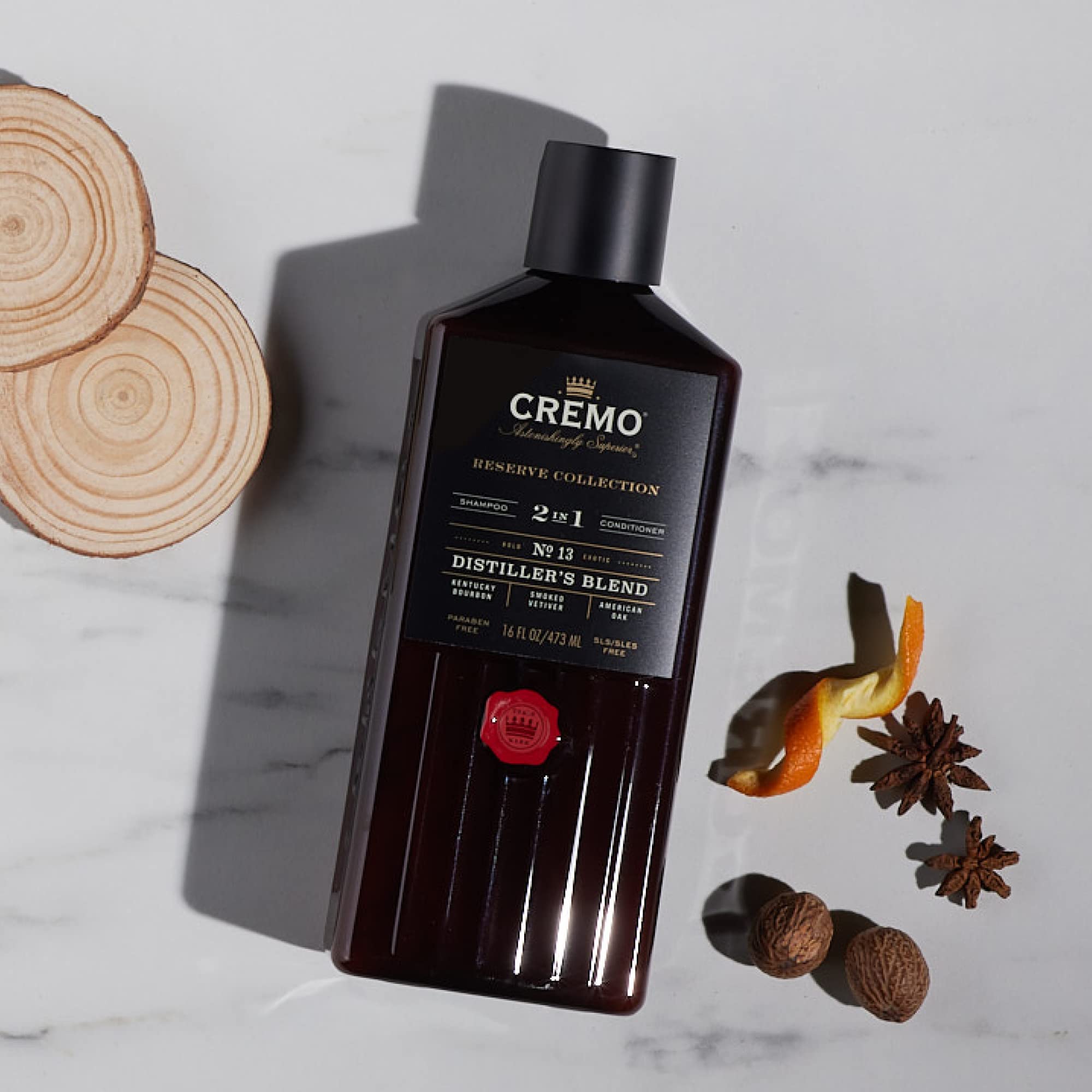 Cremo Distiller’s Blend Reserve Collection Barber Grade 2-in-1 Shampoo & Conditioner for Men, 16 Fl Oz (Pack of 2) - Hydrating & Volumizing Hair Care for Daily Use at Home or Salon