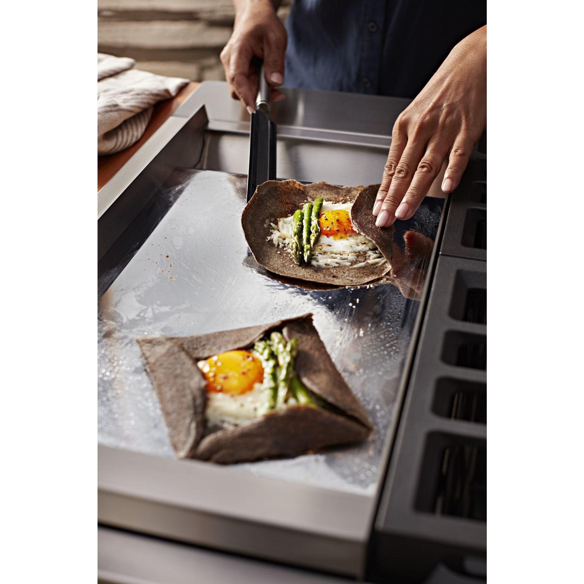 KitchenAid KFDC558JMB 30-Inch Dual Fuel Range with 5 Burners, Convection Oven & Blue Mist Finish - Perfect for Home Chefs & Modern Kitchens
