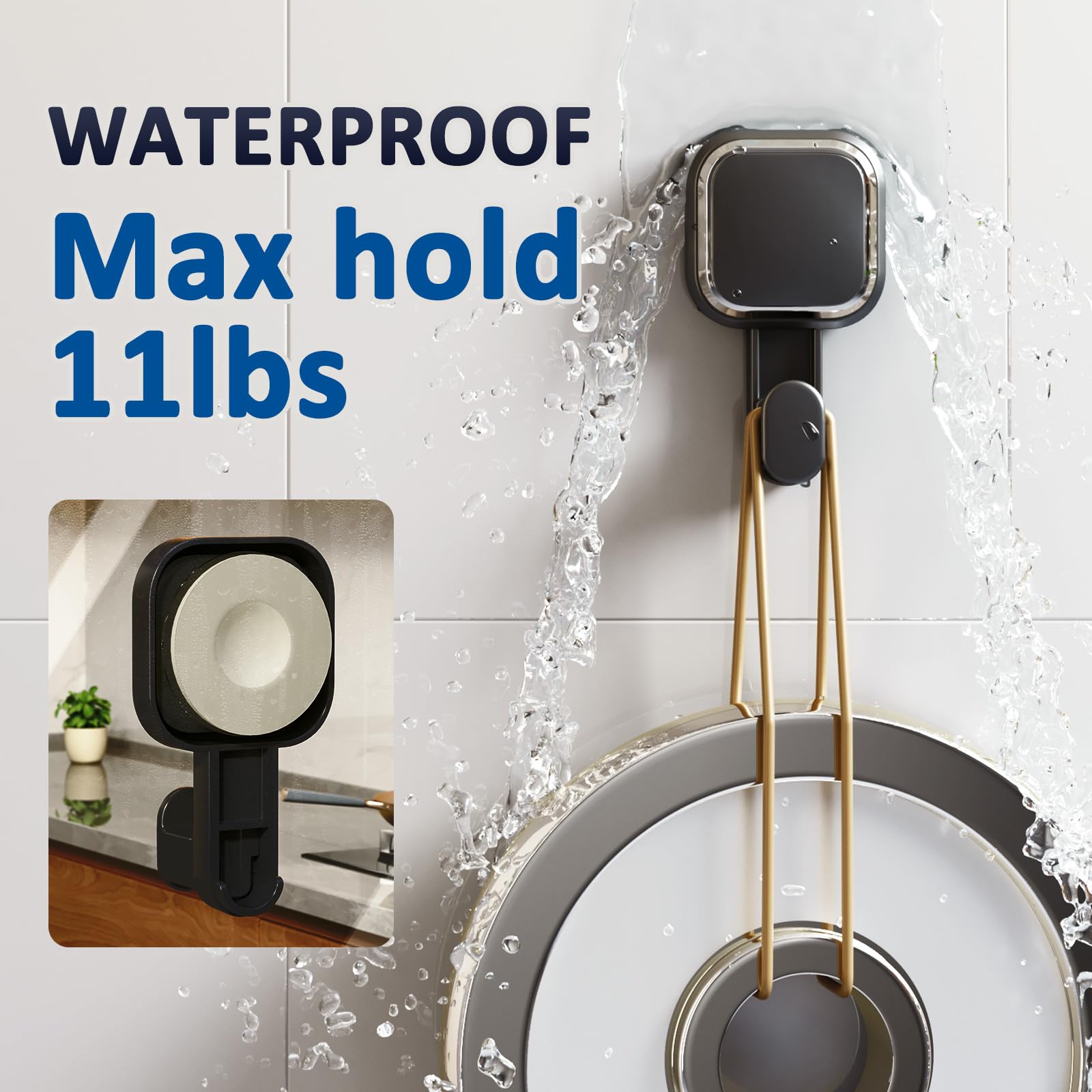 Damage-Free Hanging Suction Cup Shower Hooks - Powerful Vacuum Suction Loofah & Towel Holder for Bathroom - Easy Install & Remove - Black (4 Pack) - Perfect for Organizing Shower Accessories, Hanging Sponges & Washcloths