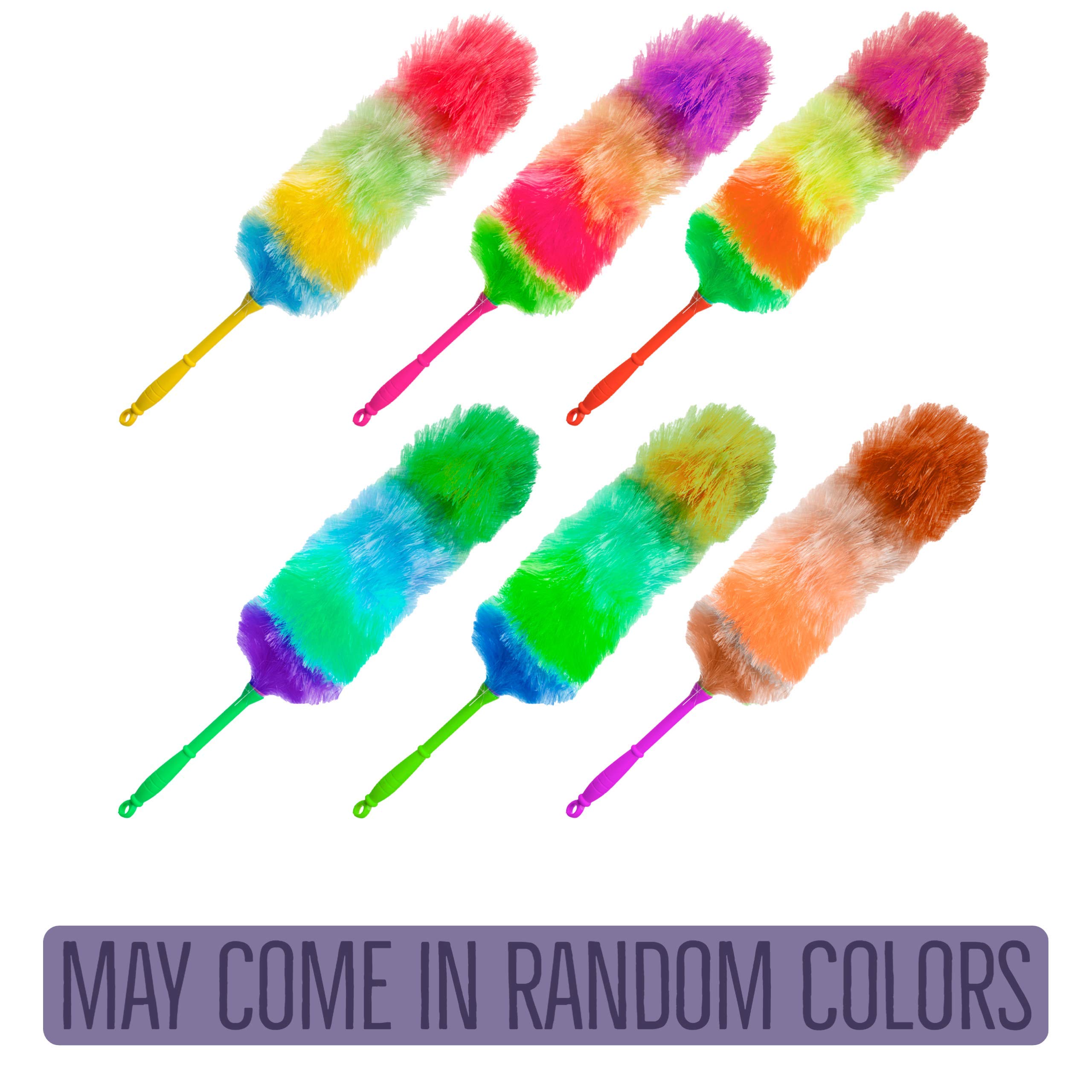 2-Pack Rainbow Plastic Fiber Dust Brush Cleaner - Soft Bristle Furniture Duster for Home, Office & Car Cleaning - Perfect for Shelves, Blinds & Hard-to-Reach Areas