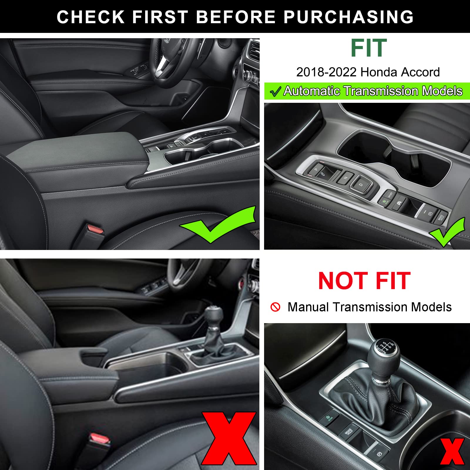 PIMCAR Center Console Organizer Tray for Honda Accord 2018-2022 | ABS Plastic Armrest Storage Box Insert | Car Accessories (Fits Automatic Transmission Only) - Red | Perfect for Road Trips & Daily Commute