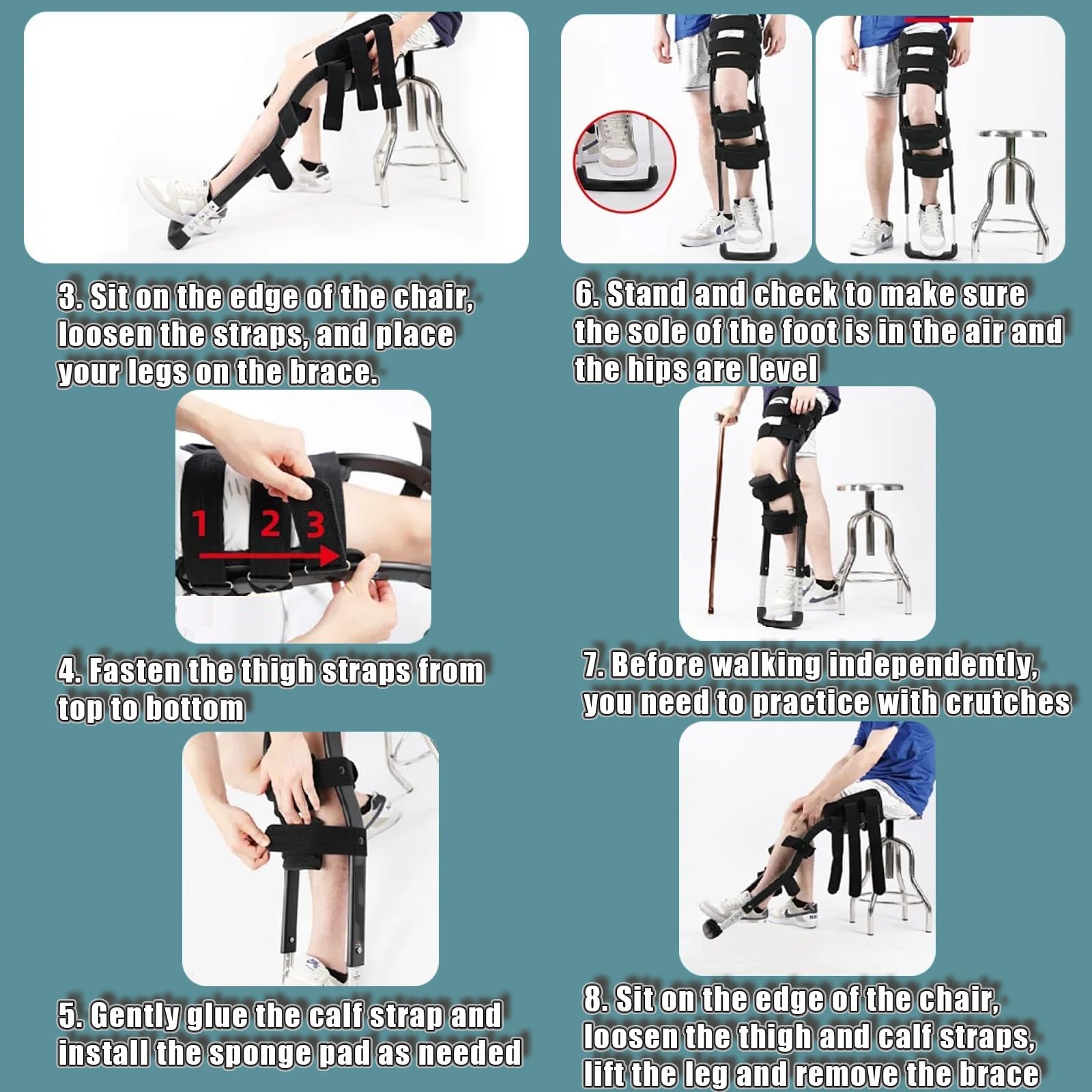 **Hands Free Knee Crutches for Adults - Adjustable Height, Anti-Slip Leg Support for Walking, Injury Recovery, Ankle Fracture & Plantar Fasciitis Relief - Ideal for Mobility Assistance & Post-Surgery Rehabilitation**