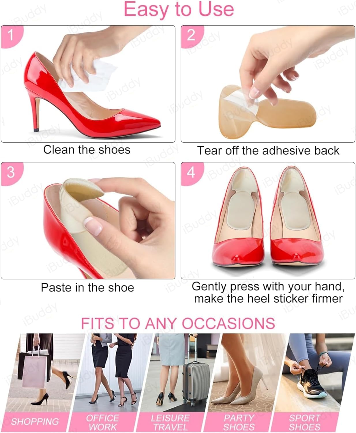 FEXMY Shoe Bite Protector & Gel Insoles for Men & Women - Self-Adhesive Heel Grips, Arch Support & Pain Relief Insoles - Prevent Blisters & Cuts - Comfortable Foot Cushion Pads (Black, Large) - Perfect for Running, Walking & Daily Wear