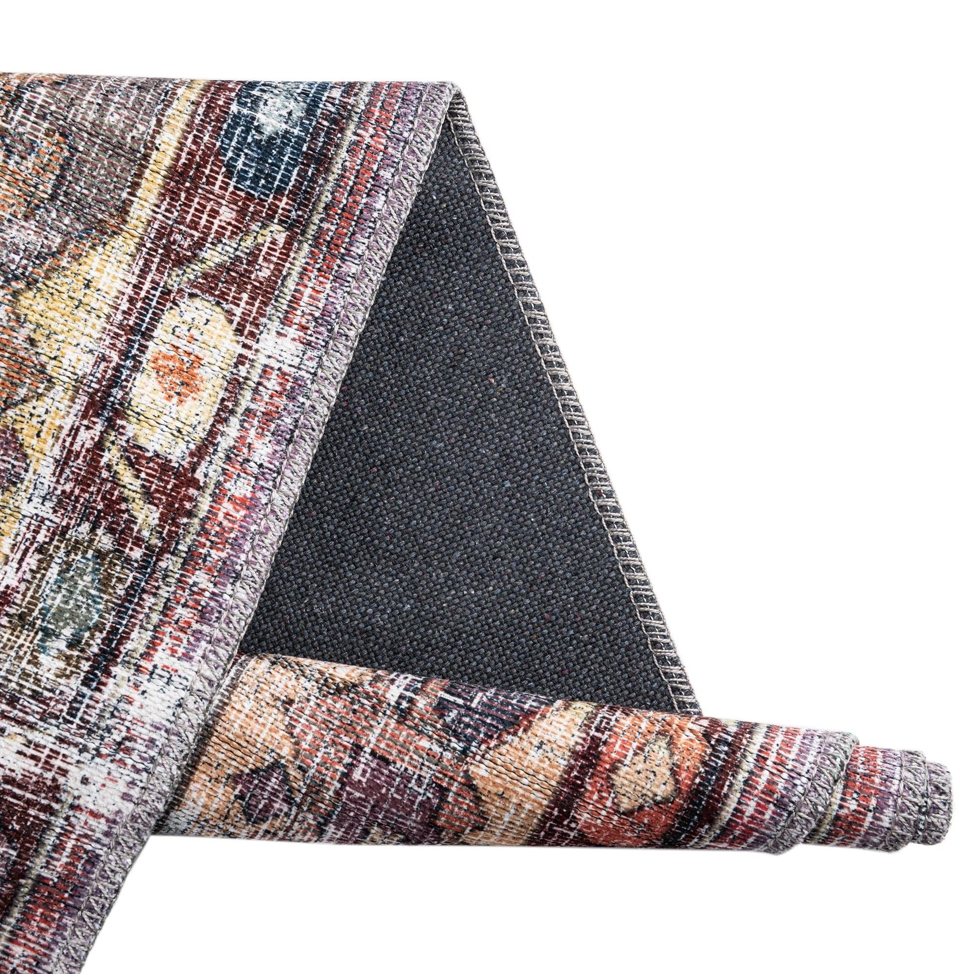 Maahru Collection Washable Rug 9' x 12' Pink Low-Pile - Machine Washable Area Rug for Living Room, Dining Room, Bedroom - Soft Modern Floor Carpet for Home Decor, Kids Play Area & High Traffic Spaces
