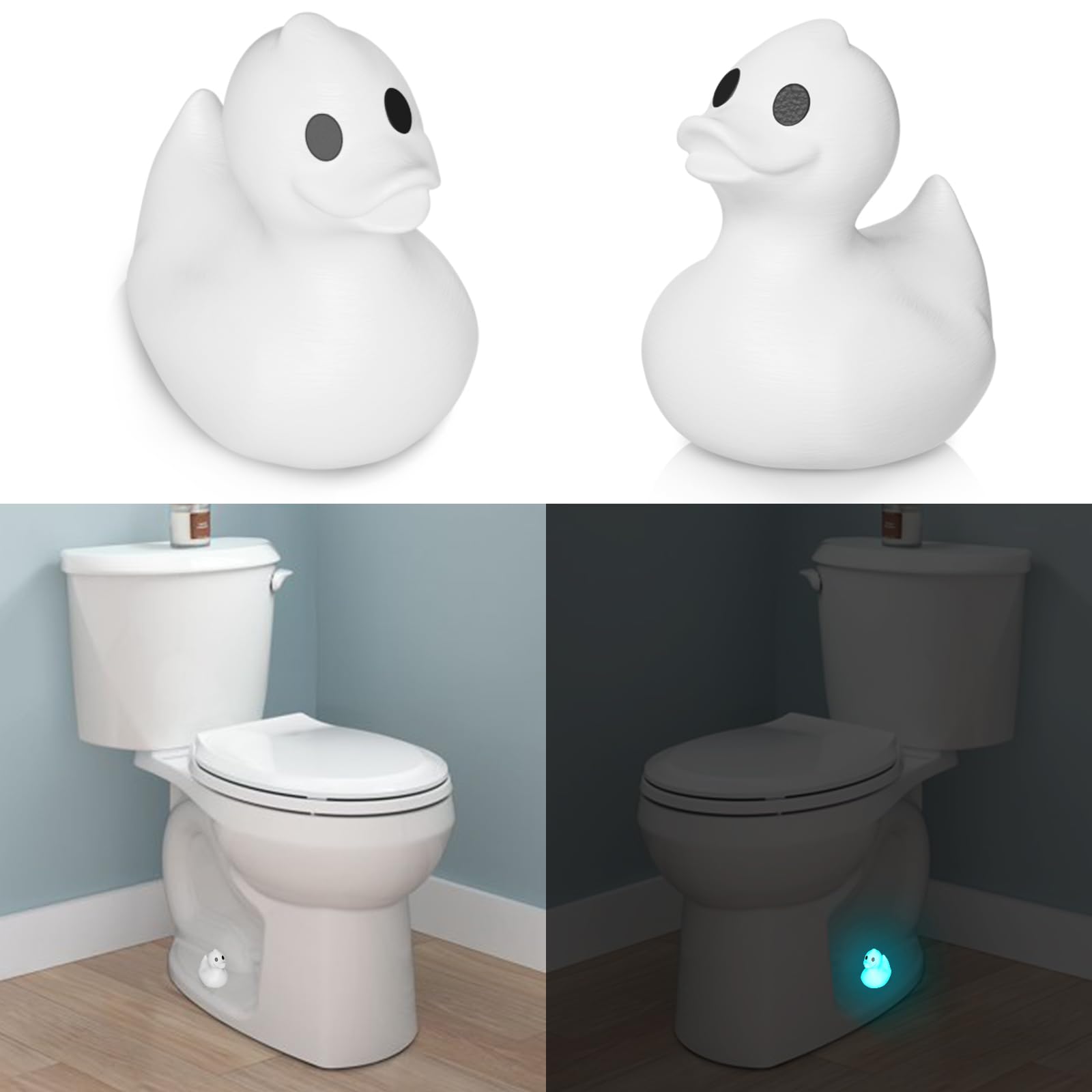 Glow in The Dark Toilet Bolt Covers - 2PCs Luminous Blue PLA Duck Floor Bolt Caps, Rust Proof Bathroom Decor Accessories | Perfect for Nighttime Bathroom Safety & Cute Home Decor