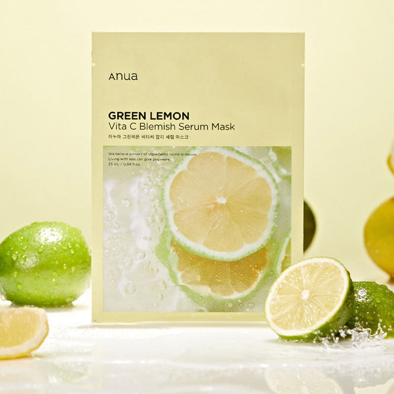 Anua Green Lemon Vita C Blemish Serum Mask - 25ml (10 Sheets) for Brightening & Acne Treatment | Korean Skincare for Oily & Sensitive Skin | Perfect for Daily Use & Travel Skincare Routine