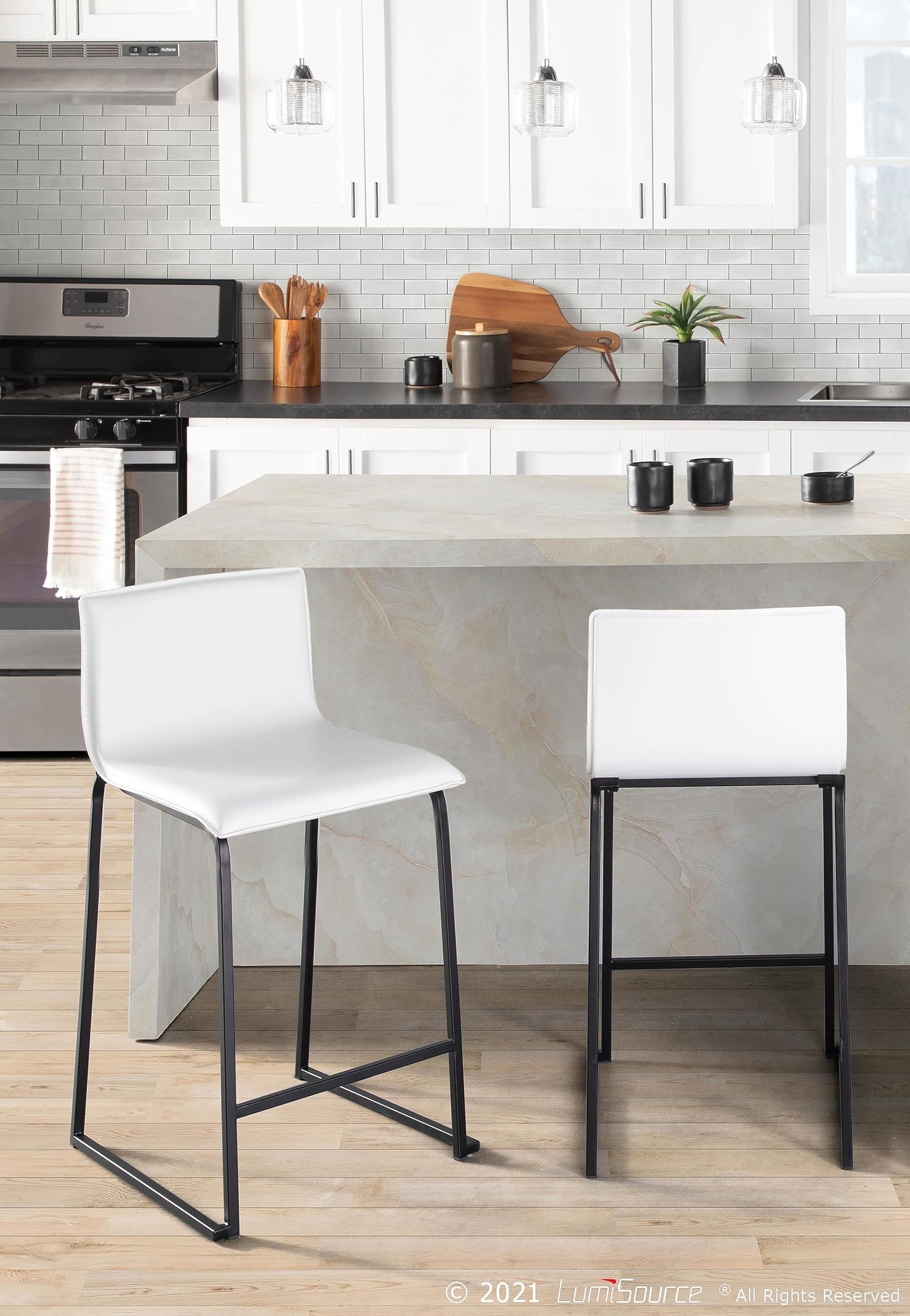 LumiSource Mara Upholstered Counter Stools Set of 2 - 24