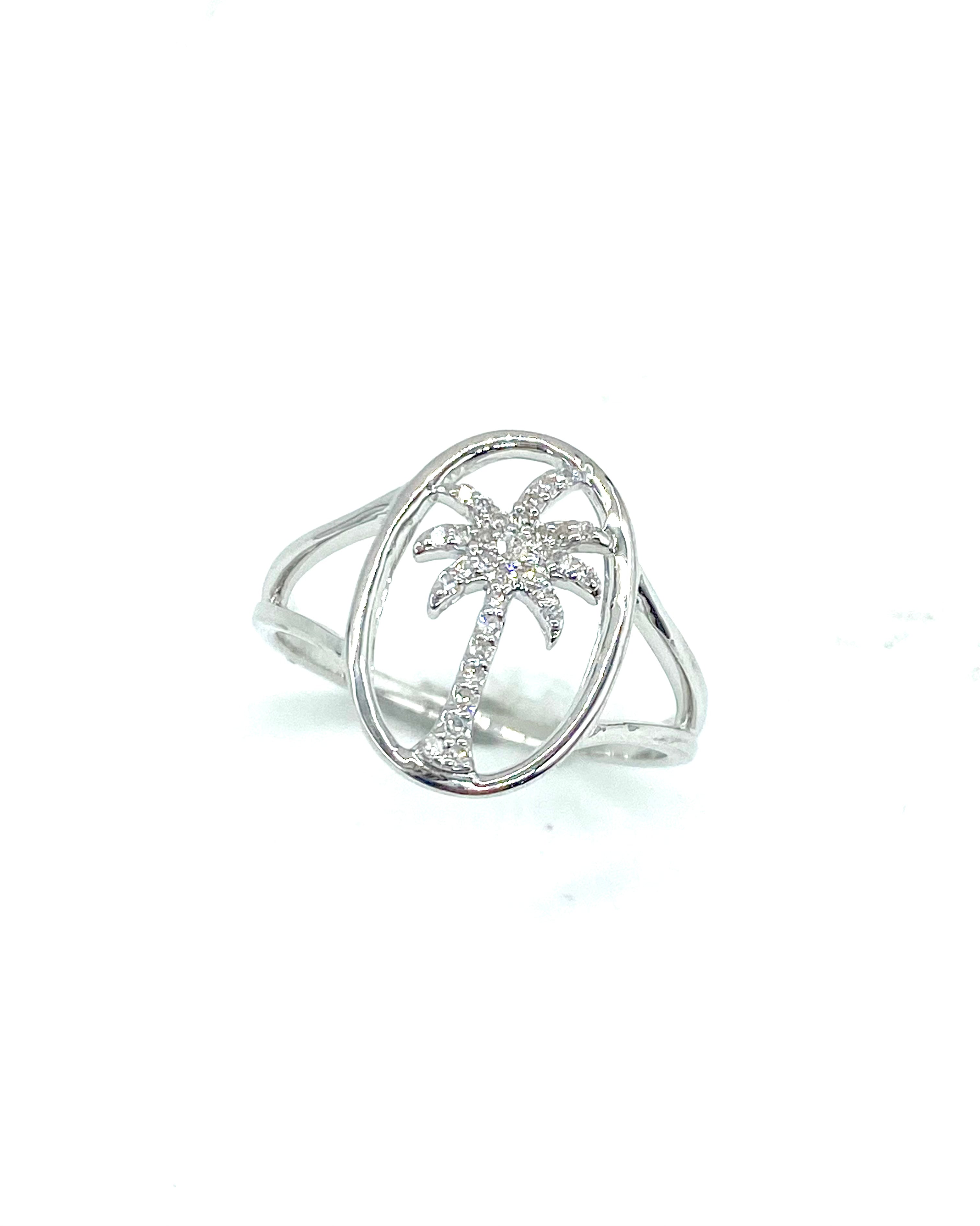 Exquisite Diamond Palm Tree Ring for Women - Elegant Tropical Jewelry for Beach Vacations, Summer Parties & Gift Giving