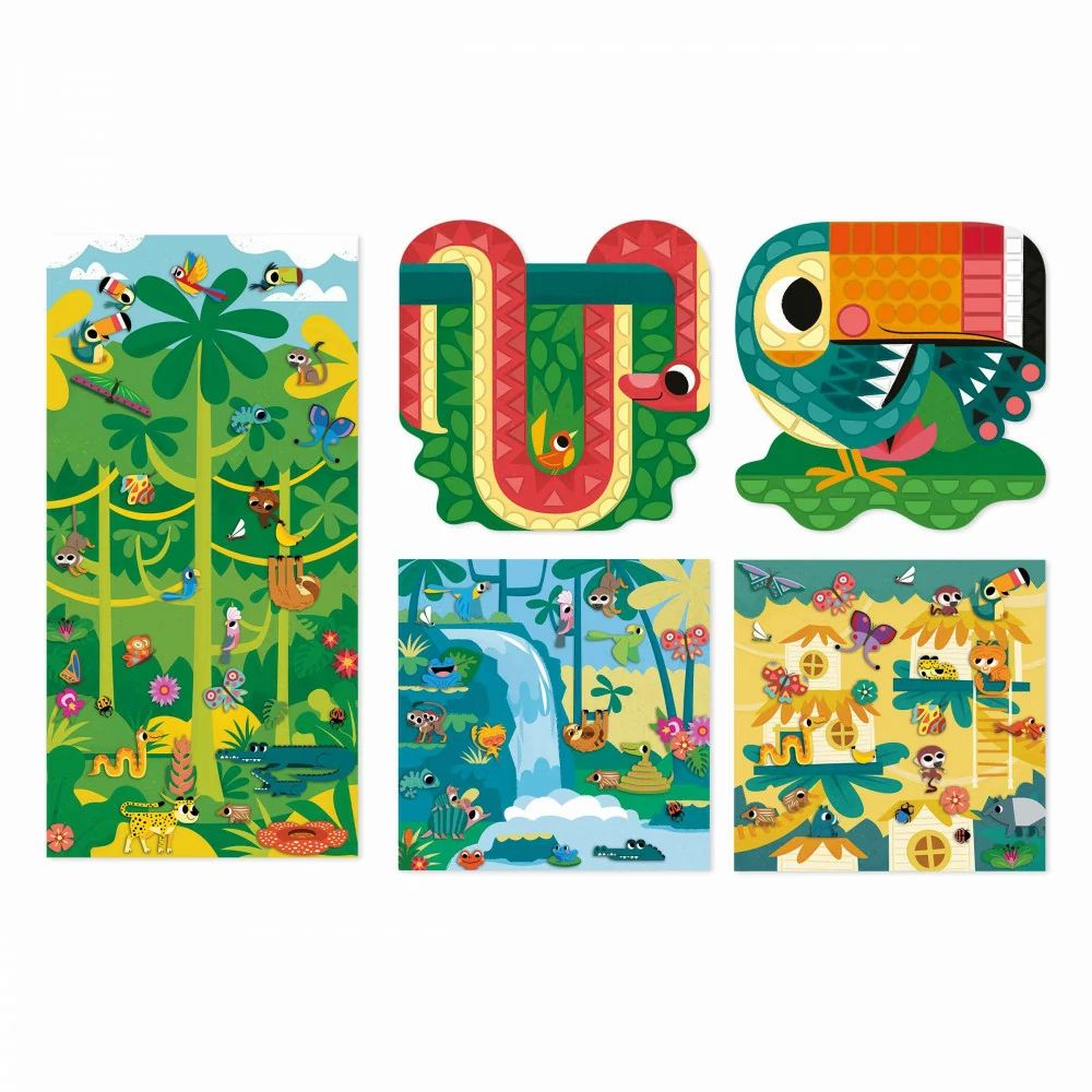 Janod Kids Craft Kit for Ages 5+ - 200+ Stickers, Decorative Elements & Creative Supplies | Fun DIY Art Projects for Children's Birthday Parties & Classroom Activities