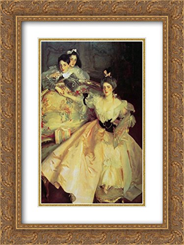 Mrs Carl Meyer And Her Children - 18x24 Gold Ornate Frame with Double Matted Museum Art Print by John Singer Sargent | Vintage Home Decor, Wall Art for Living Room, Office & Gallery Display