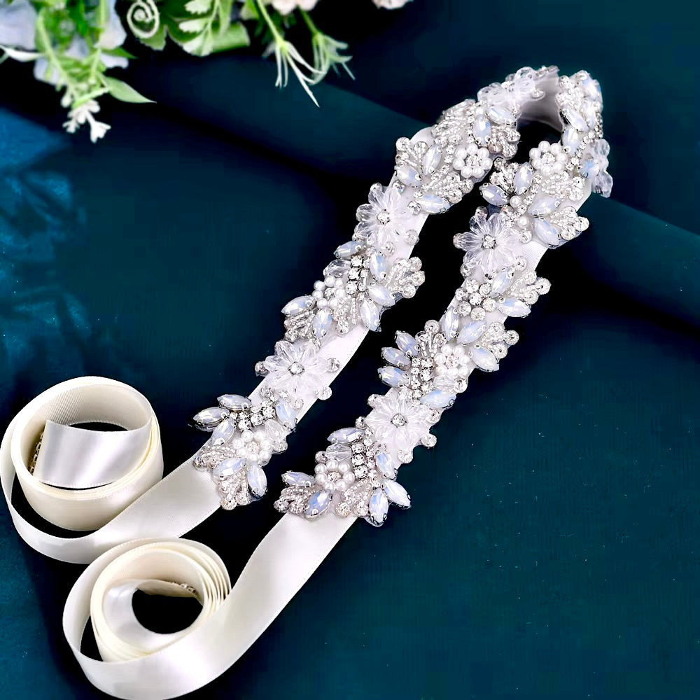 Dakota Pearl & Opal Bridal Belt - Elegant Wedding Sash for Brides, Bridesmaids & Formal Events - Perfect for Ceremonies, Receptions & Photo Shoots
