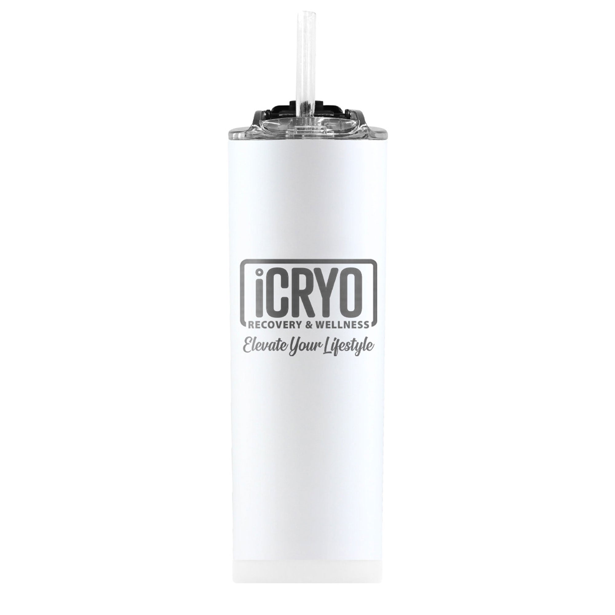 iCRYO Custom 20oz Skinny Tumbler with Straw & Lid - Insulated Stainless Steel Water Bottle for Hot & Cold Drinks - Perfect for Gym, Office, Travel & Outdoor Activities