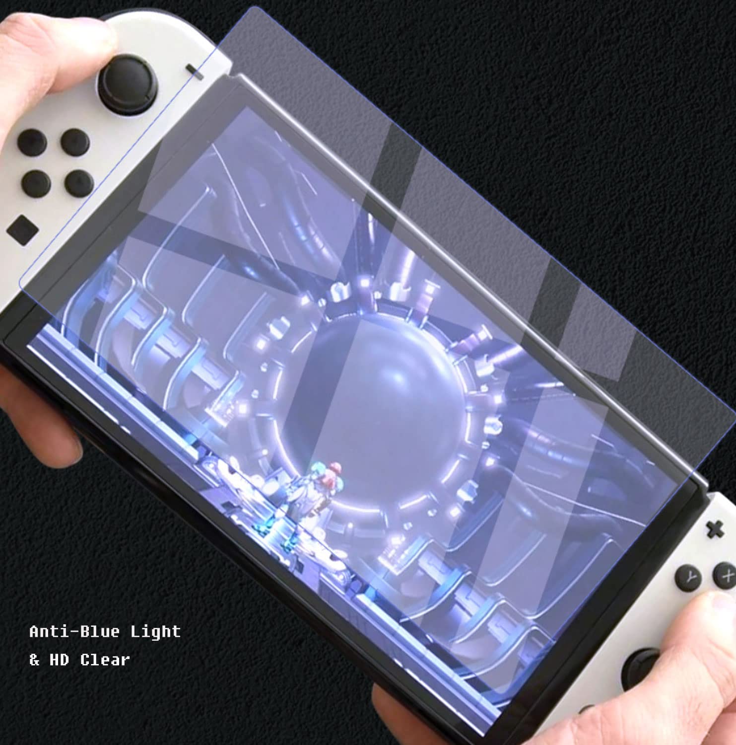 VANJUNN Tempered Glass Screen Protector for Nintendo Switch OLED - Anti Blue Light, Anti-Scratch, Eye Protection Film (3 Pack) - Perfect for Gaming, Travel, and Long Play Sessions