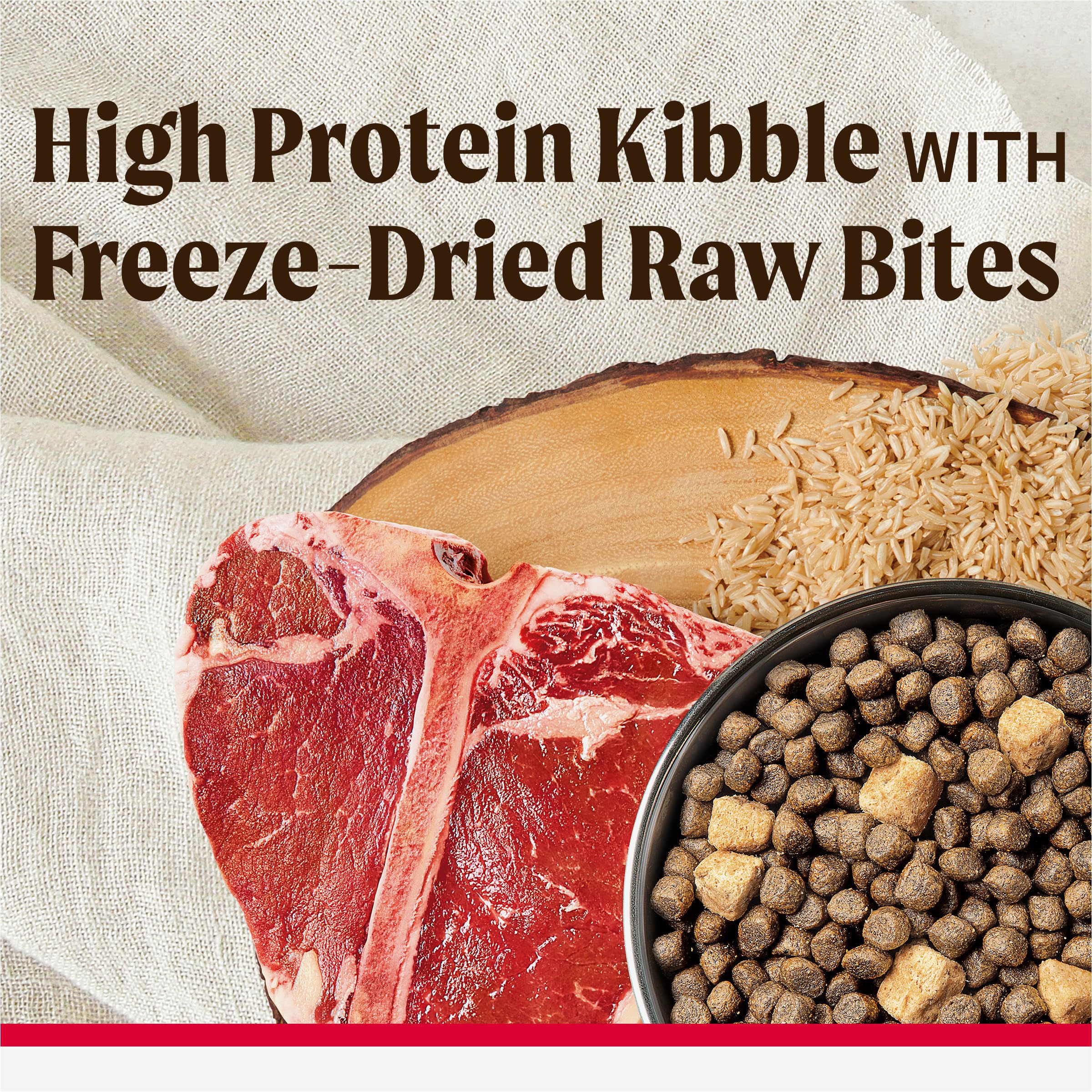 Merrick Backcountry Healthy Grains Kibble With Freeze Dried Raw Pieces - Great Plains Red Meat Recipe Dry Dog Food, 20 lb Bag | High Protein Nutrition for Active Dogs, Outdoor Adventures & Daily Meals