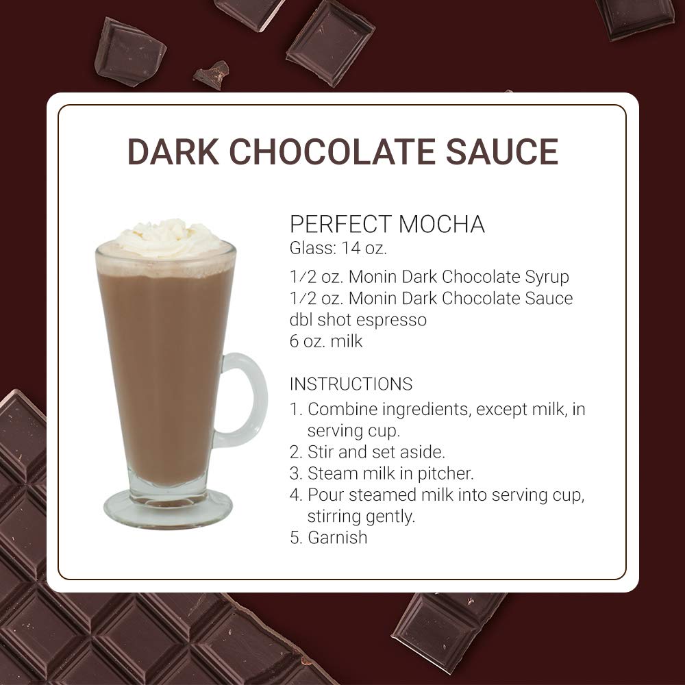 Monin Gourmet Dark Chocolate Sauce - Velvety Rich Gluten-Free Non-GMO Dessert Topping (64oz) Perfect for Ice Cream, Coffee, Pancakes & Baking