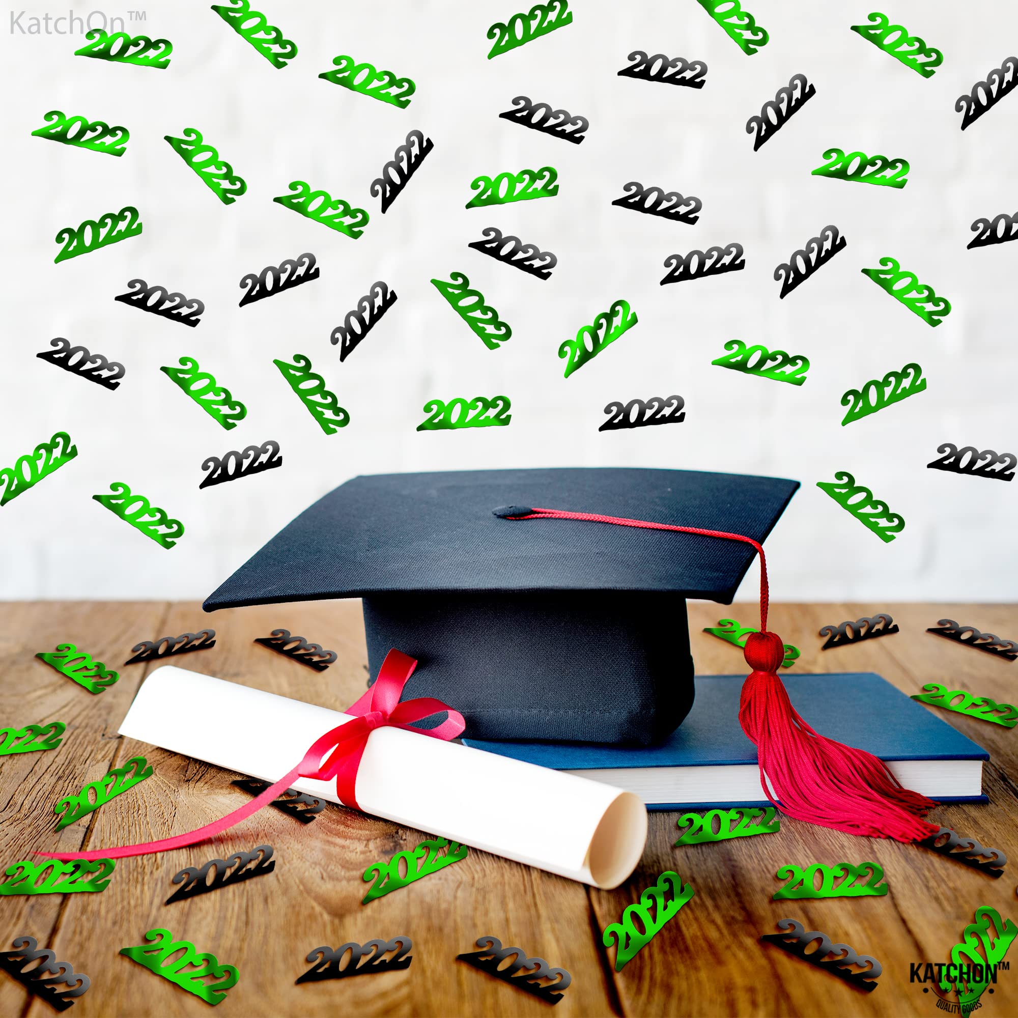 2022 Graduation Confetti - 1000 Pcs Green & Black Graduation Party Decorations for Table, Photo Backdrops & Celebration Scenes | Class of 2022 Graduation Supplies | Eco-Friendly Biodegradable Confetti