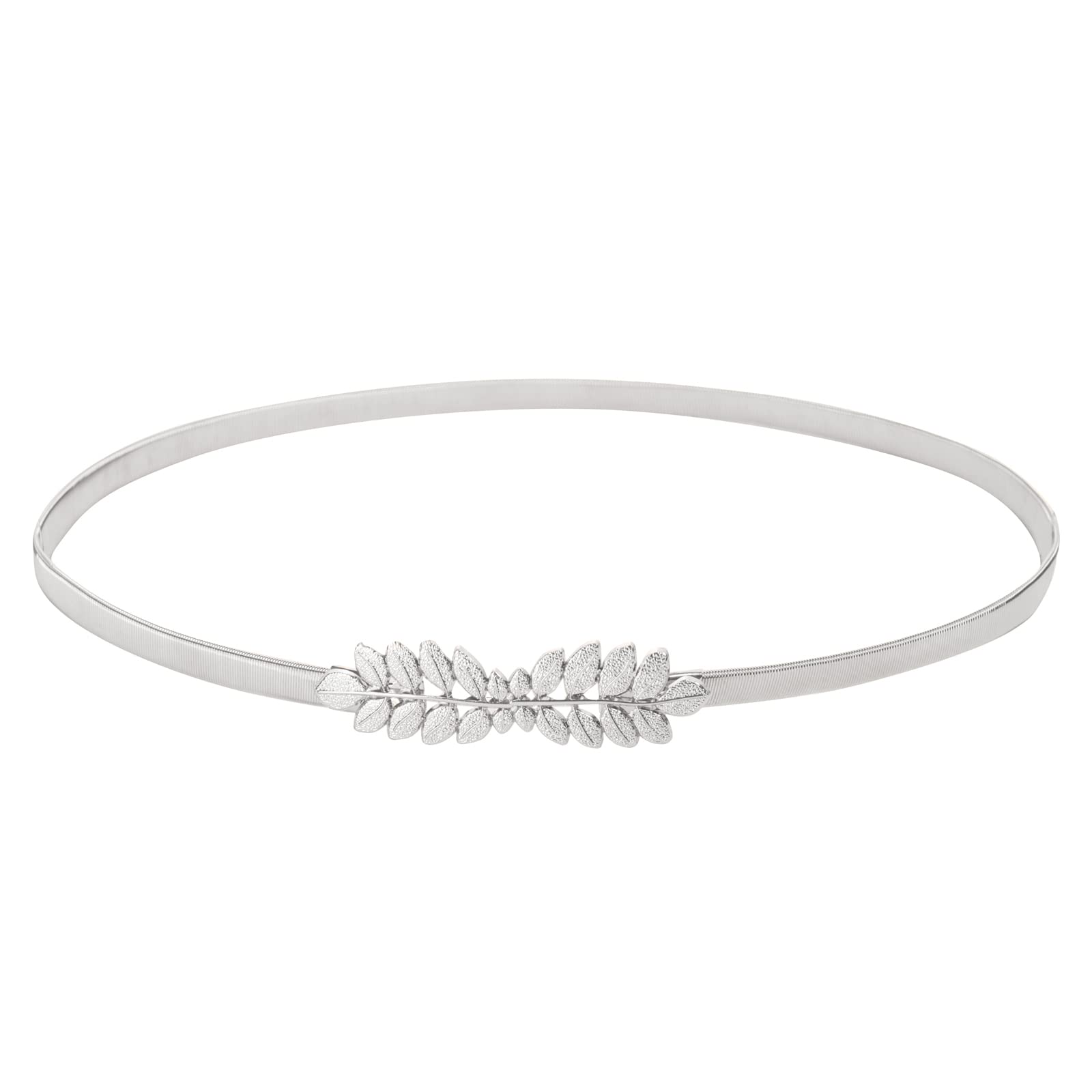 GRACE KARIN Women's Stretchy Gold Chain Belt - Skinny Metal Waist Belt with Elastic Leaves Design for Dresses, Jeans & Formal Wear | Perfect Waist Cincher for Evening Parties & Office Outfits