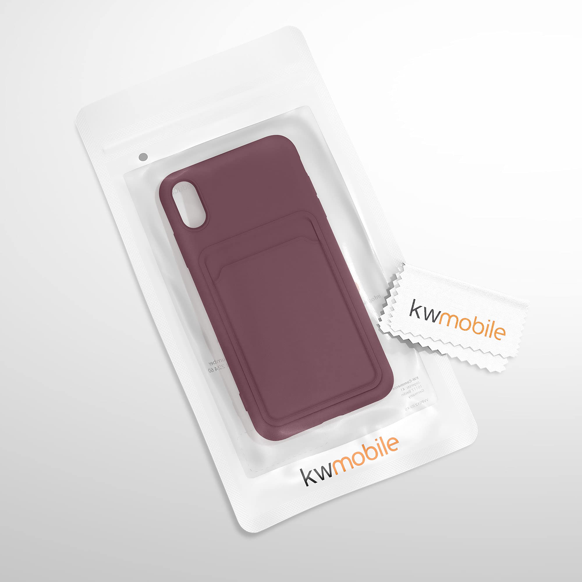 kwmobile TPU Phone Case Compatible with Apple iPhone XR - Slim Protective Cover with Credit Card Holder (Tawny Red) - Perfect for Everyday Use, Travel & Hands-Free Convenience