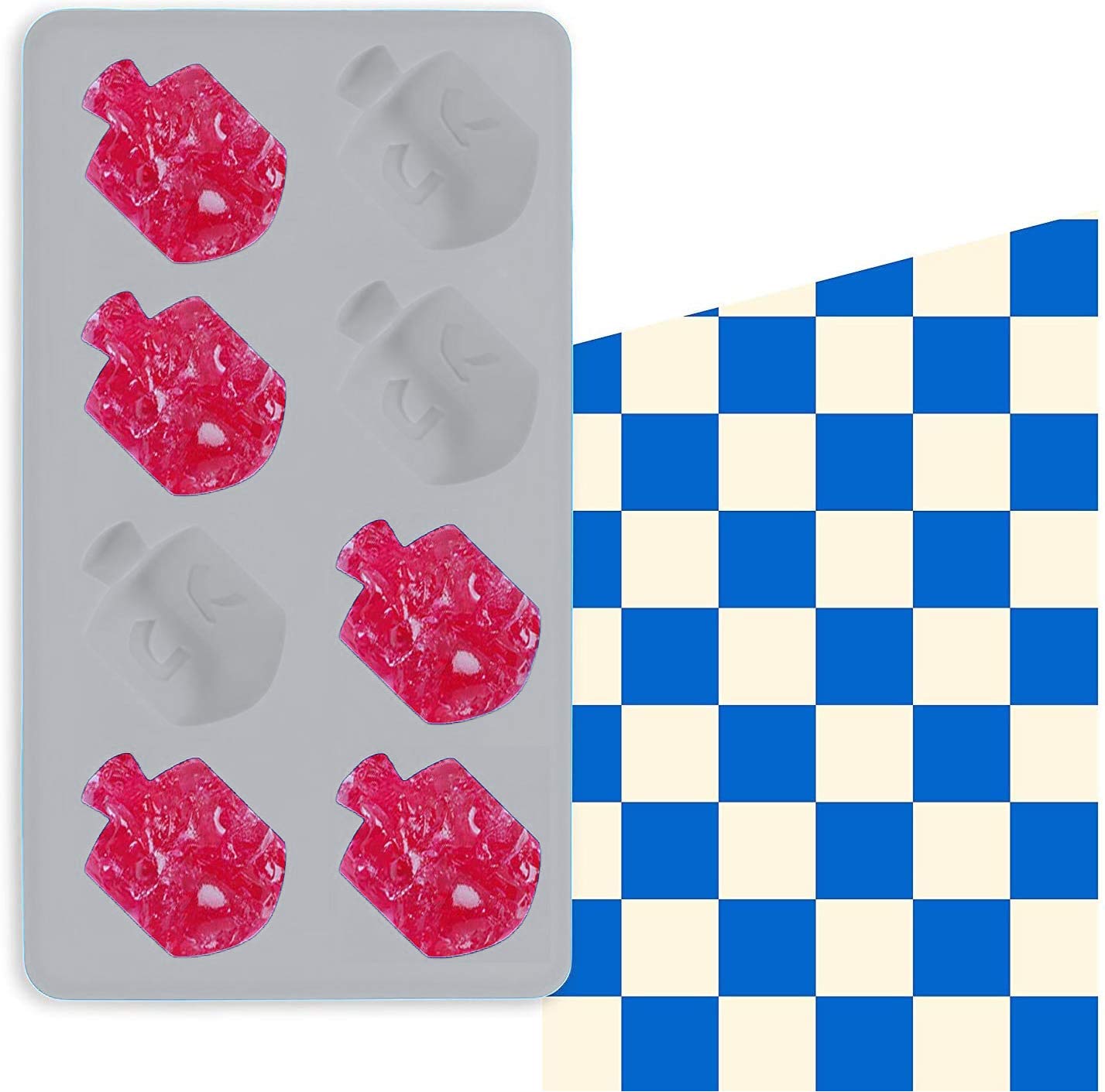 Hanukkah Silicone Ice Cube Tray Set - 2-Pack Dreidel & Menorah Molds for Holiday Baking, Cocktails & Party Fun - Kosher Kitchen Gadgets & Jewish Festival Supplies