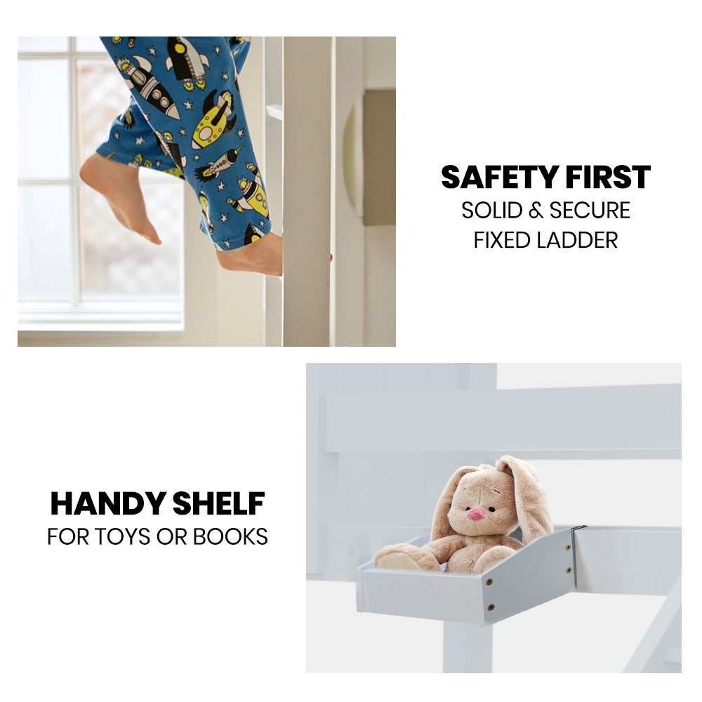 Convertible Kids Wooden Bunk Bed - White Twin to 2 Single Beds for Boys & Girls - Perfect for Shared Bedrooms, Sleepovers & Space-Saving Kids' Rooms
