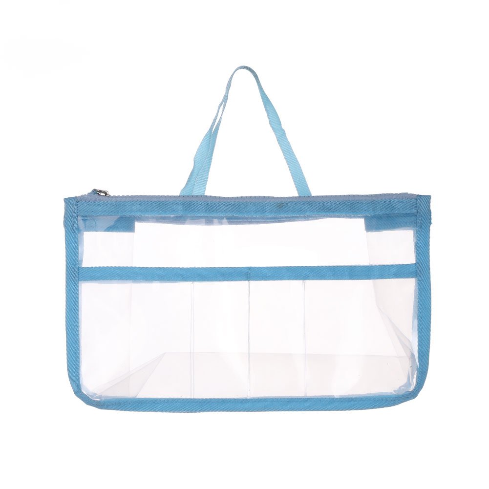 Portable Clear Handbag Organizer - Waterproof Cosmetic & Toiletry Storage Bag with Zipper & Handle - Perfect for Travel, Makeup, Backpack Insert & Tote Organization