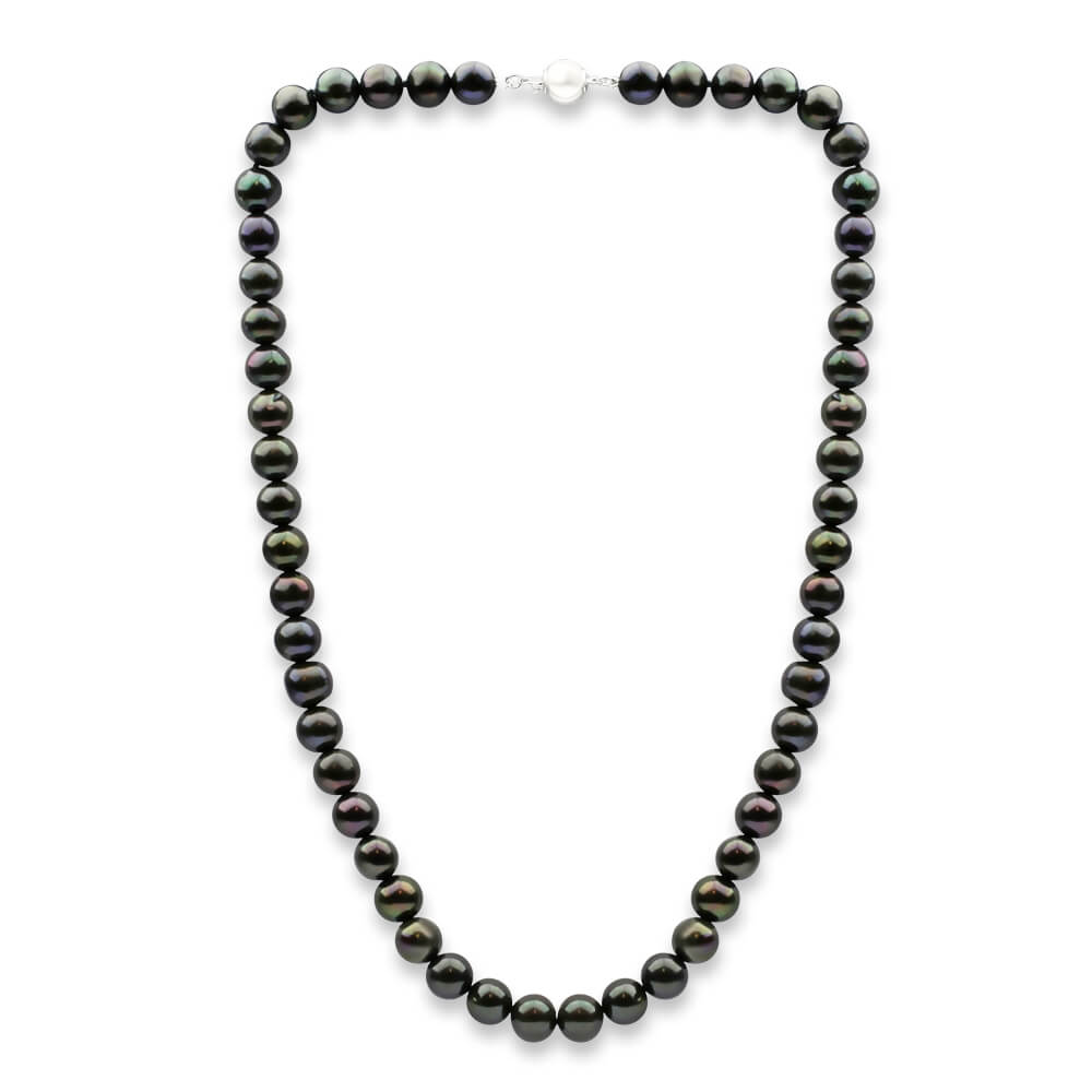 8mm Black Freshwater Pearl Necklace - 45cm Elegant Jewelry for Women, Perfect for Weddings, Parties & Special Occasions