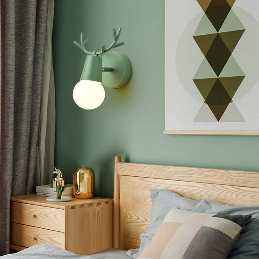 Nordic Modern Adjustable Deer Antler Wall Light - Wrought Iron Reading Sconce, E27 Bedroom Lamp for Kids Room & Home Decor | Perfect for Cozy Reading Nooks & Nursery Lighting
