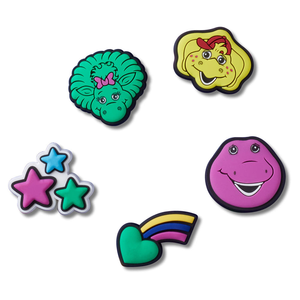 Jibbitz™ Barney 5 Pack - Colorful Crocs Charms for Kids & Adults - Perfect for Crocs Shoes, Backpacks & Accessories