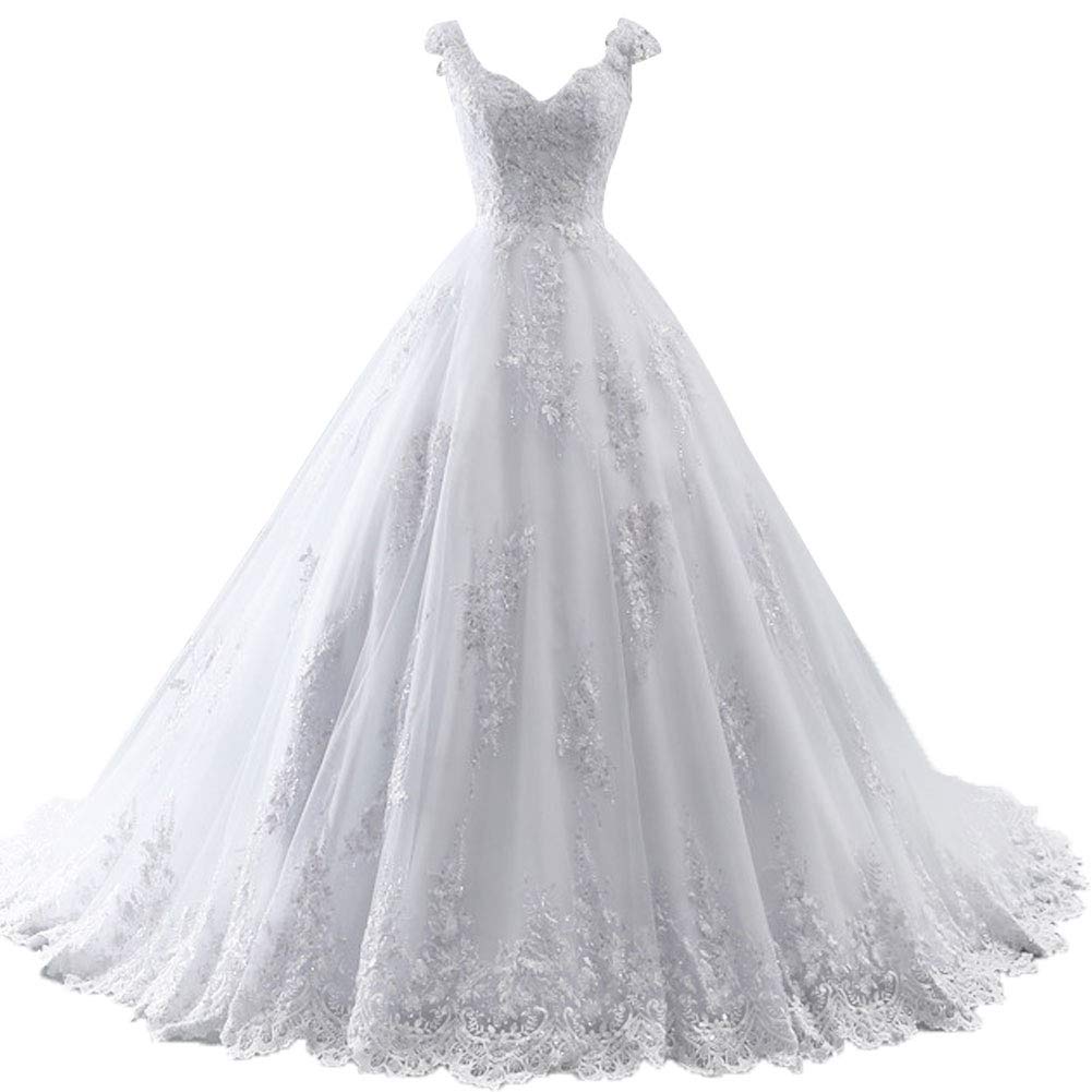 Elegant Lace A-Line Wedding Dress with V-Neck & Sleeveless Design – Perfect for Bridal Ceremony, Church Wedding, and Romantic Photoshoots