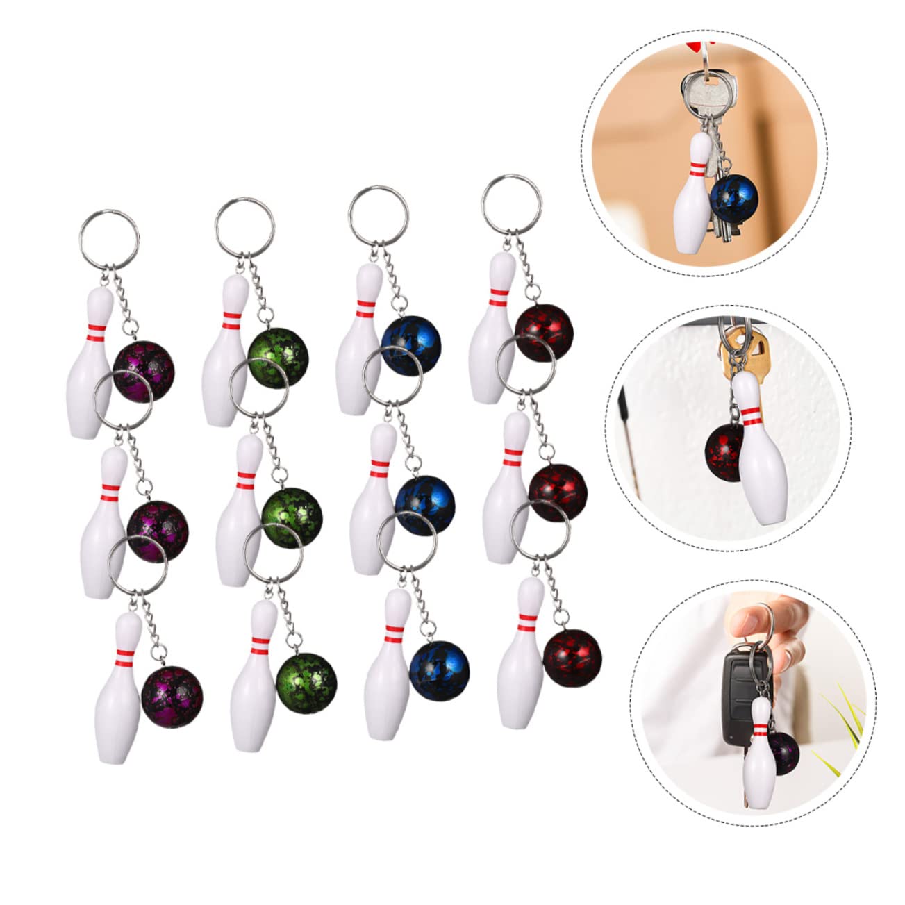 MOBUTOFU 36 Pcs Bowling Keychain Set - Metal Key Rings for Wallet, Jewelry, and Accessories - Perfect for Bowling Enthusiasts, Gifts, and Party Favors
