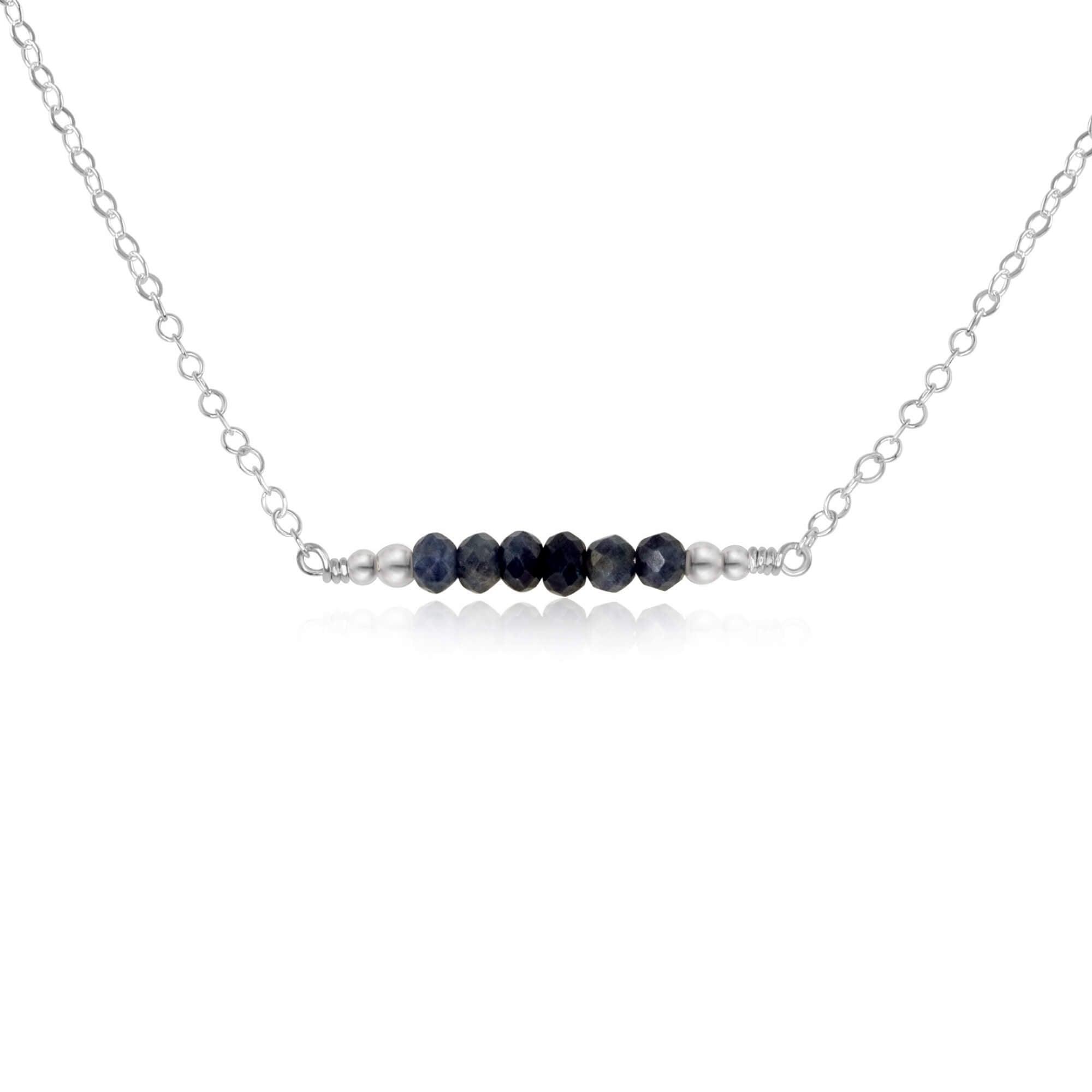 Sparkling Blue Sapphire Faceted Bead Bar Necklace - Elegant Handmade Jewelry for Women | Perfect for Weddings, Parties & Special Occasions