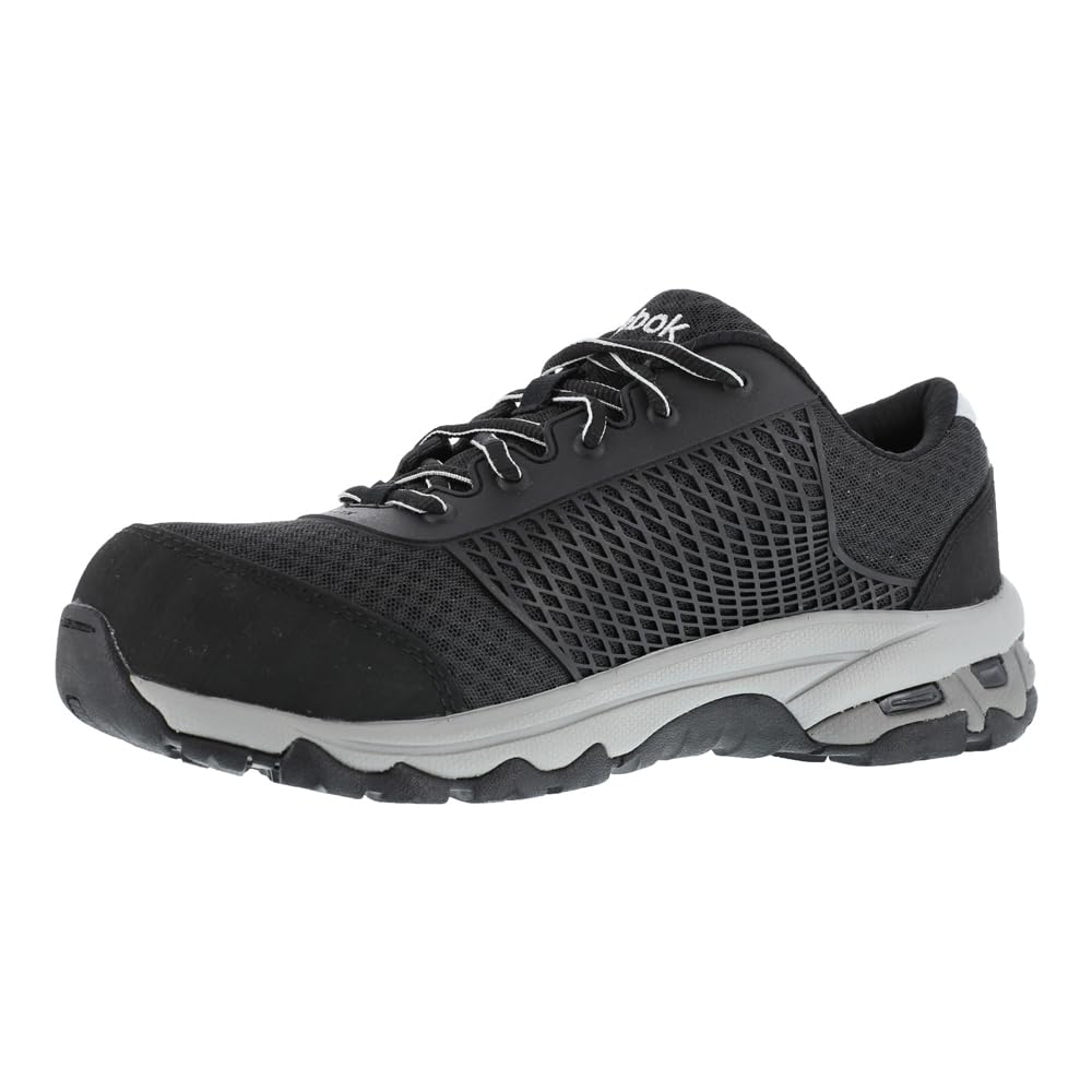 Reebok RB4625 Heckler Men's Composite Toe Work Shoes - Black | Lightweight & Breathable for Construction, Warehouse & Safety Work