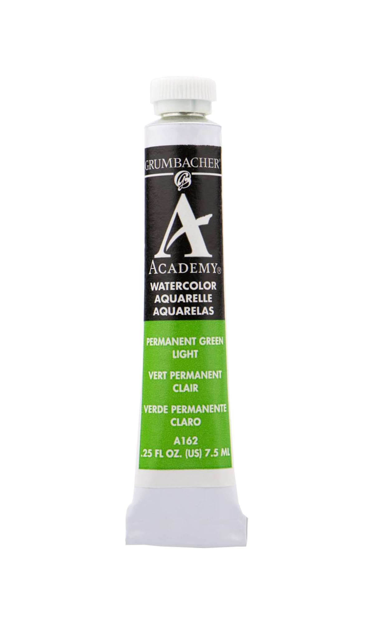 Grumbacher Academy Watercolor Paint - Permanent Green Light (A162) - 7.5ml/0.25 Ounce Tube - Professional Grade for Artists & Beginners - Perfect for Landscapes, Botanical Art & Watercolor Techniques