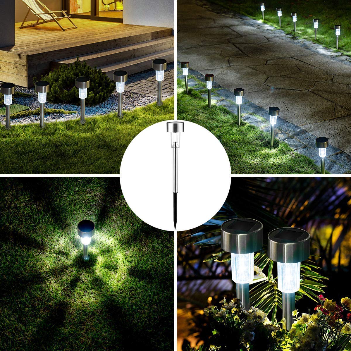 GIGALUMI 12 Pack Solar Outdoor Lights Waterproof LED, Solar Pathway Lights for Garden, Yard, Patio, Driveway, Walkway - Perfect for Landscape Lighting, Fence & Railing Decoration at Night