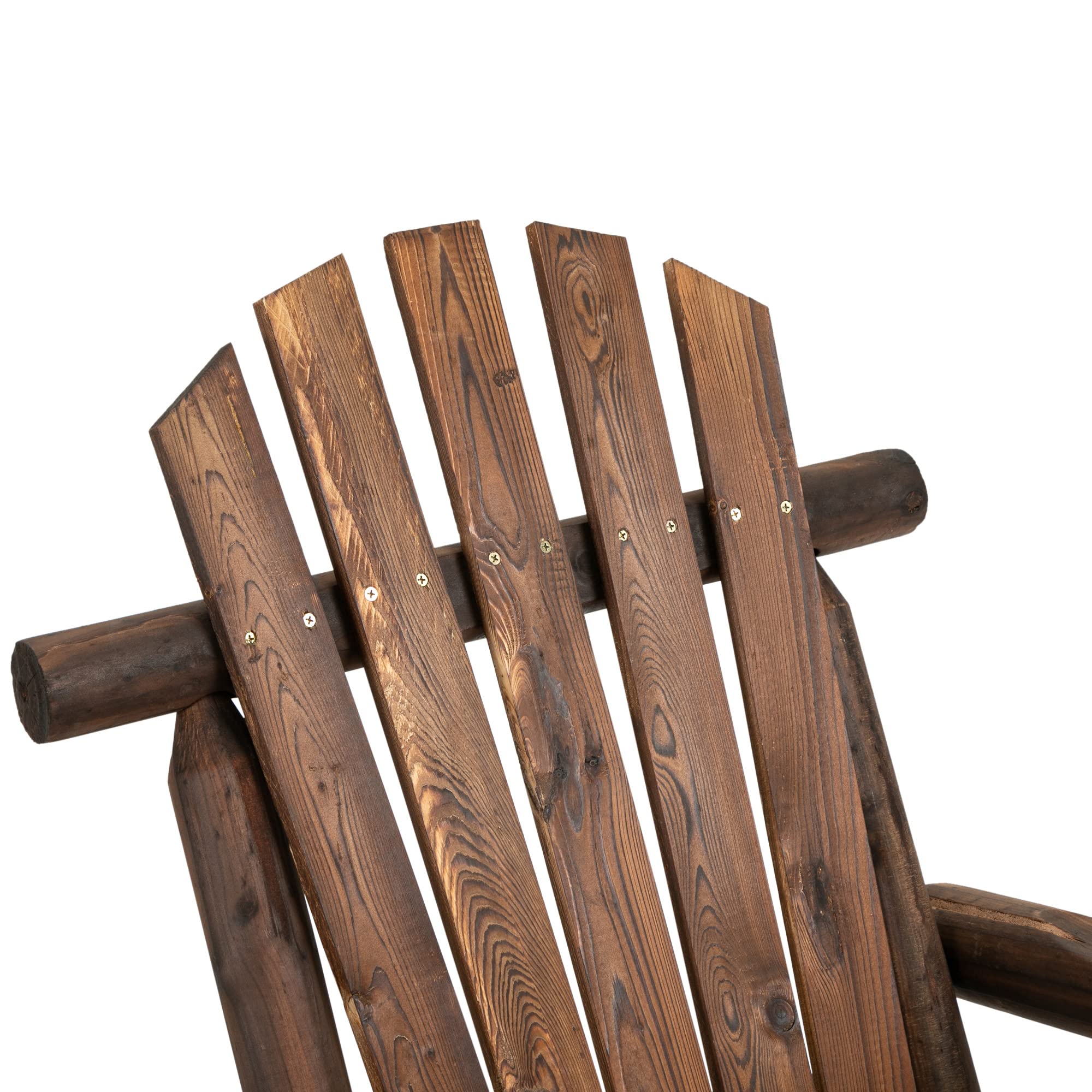 Outsunny Outdoor Wooden Rocking Chair - Single-Person Adirondack Rocking Patio Chair with Rustic High Back & Slatted Seat - Perfect for Garden, Backyard, Porch, Deck & Indoor Use - Carbonized Finish - Comfortable Relaxation Chair for Reading & Lounging