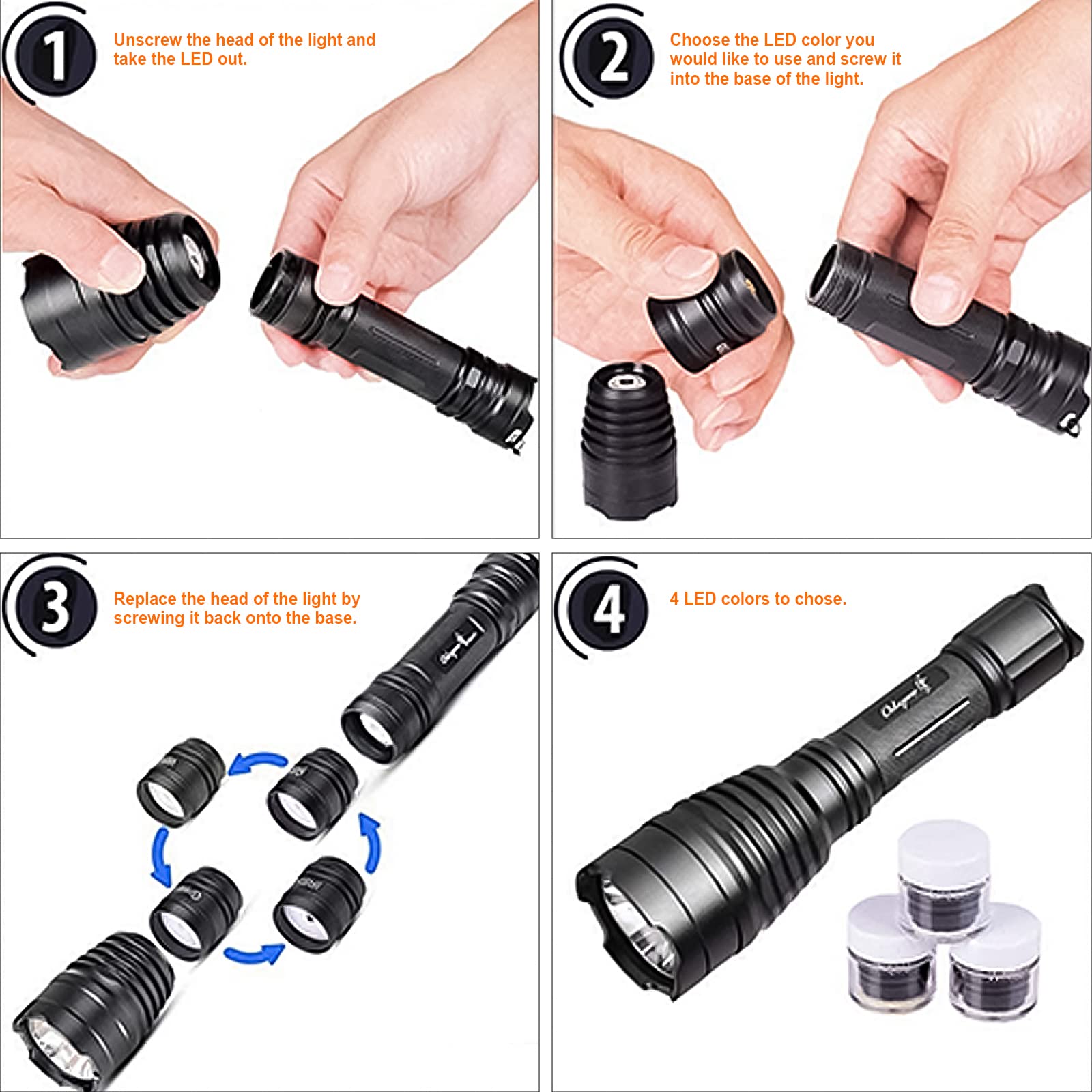 KL41Plus Hunting Flashlight Kit with Red/Green/IR850/White Interchangeable Modules - Long Range Scope Mount Predator Light with Remote Pressure Switch - Perfect for Coyote, Hog, Varmint Night Hunting & Tactical Outdoor Adventures