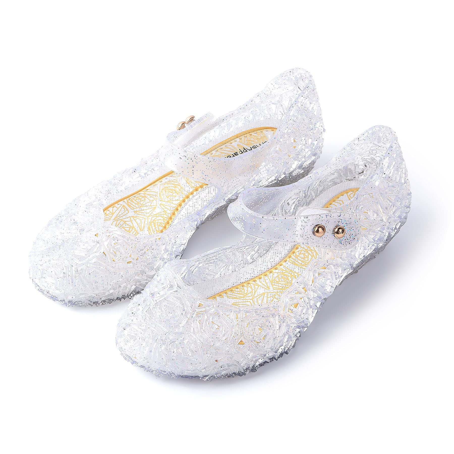 JerrisApparel Girls Princess Sandals - Sparkly Jelly Mary Jane Flats for Cosplay, Party & Dress Up | Comfortable Kids Costume Shoes for Halloween, Birthday & Special Occasions